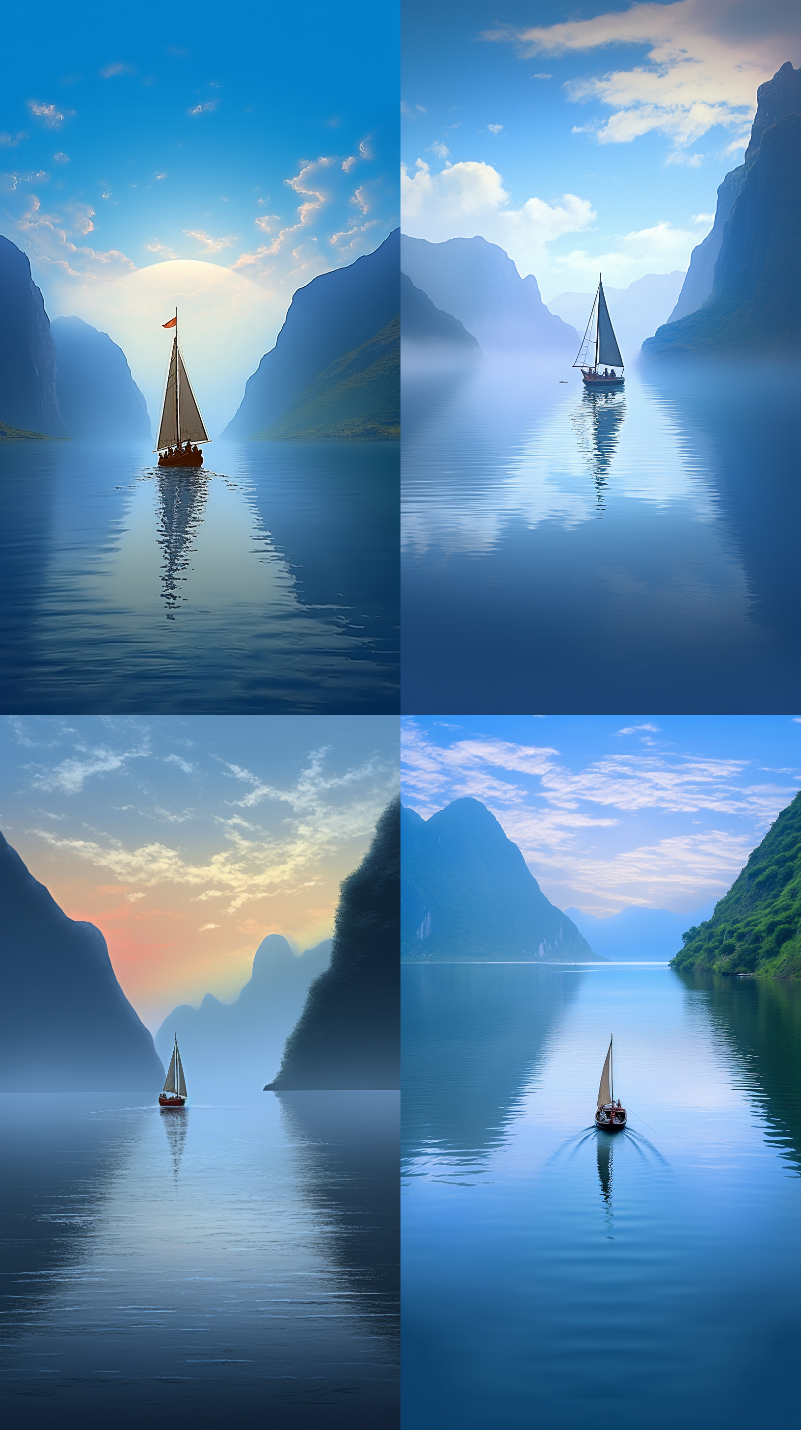 只见长江送流水，孤帆远去，消失在蓝蓝的天空与水平线上。