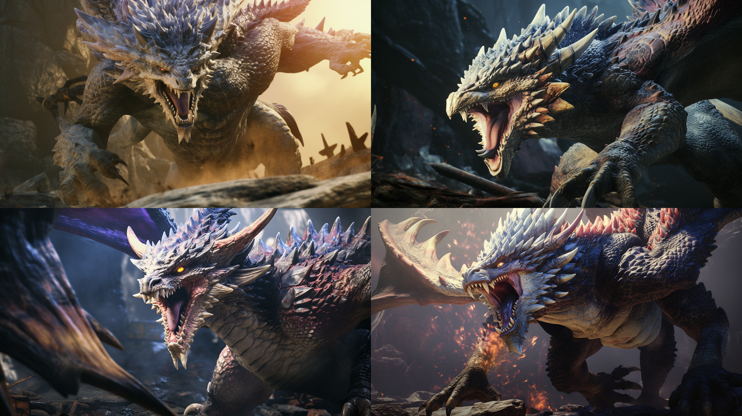 monster hunter fight with dragon with a sword, extreme closeup, hyper texture, photo-real anime, sharp focus