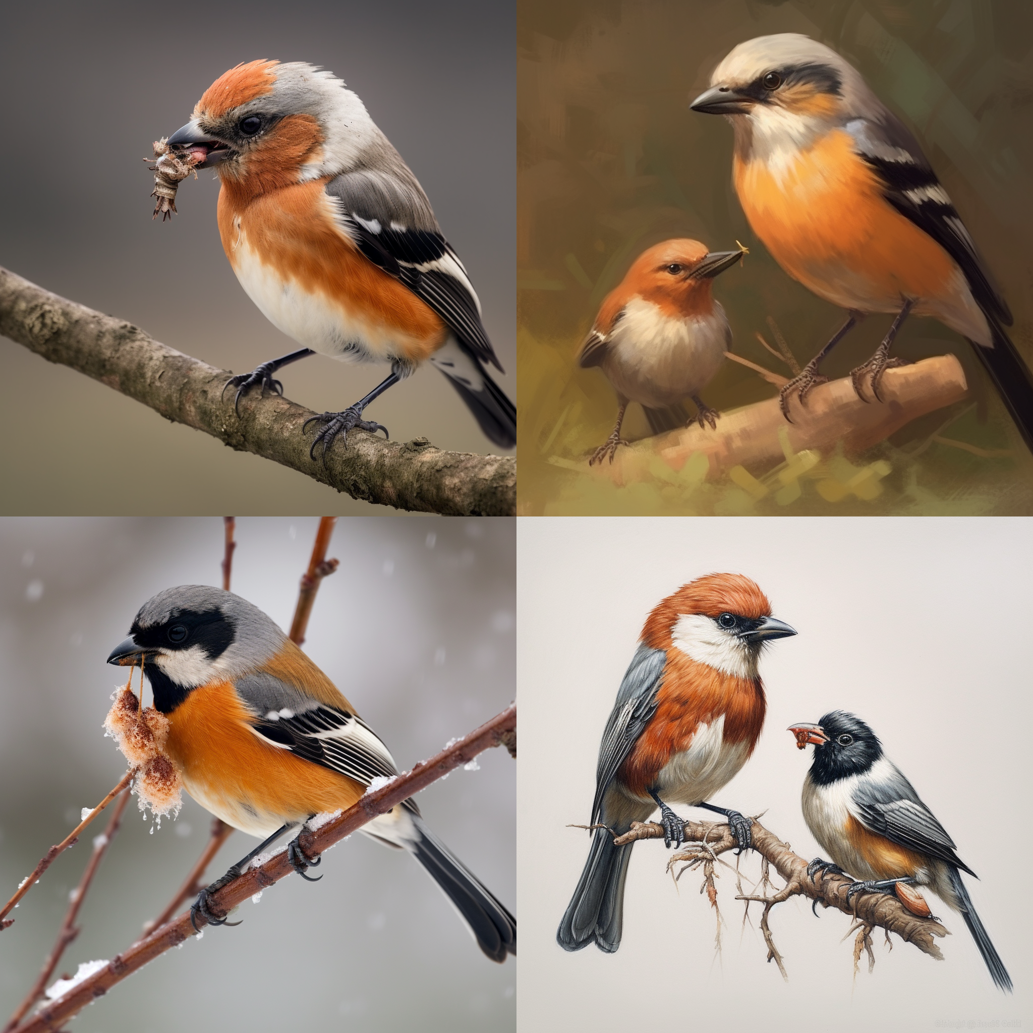 牛头伯劳吃欧亚鸲