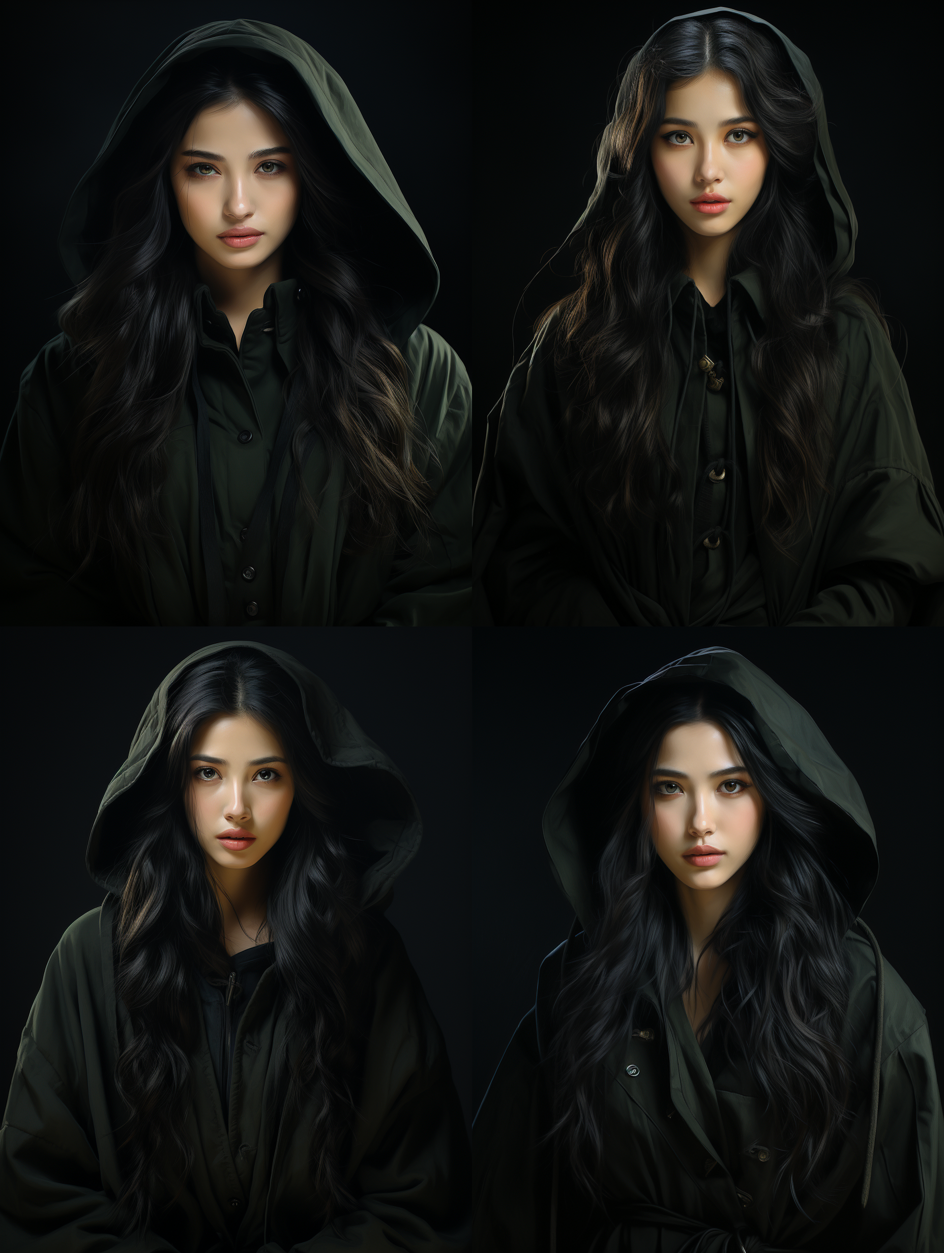 prompt. 亮丽的深色头发女性，lds女性，lgbt青年，采用何家英风格，柔边效果，中国朋克风，工笔画风格，93:125宽高比。