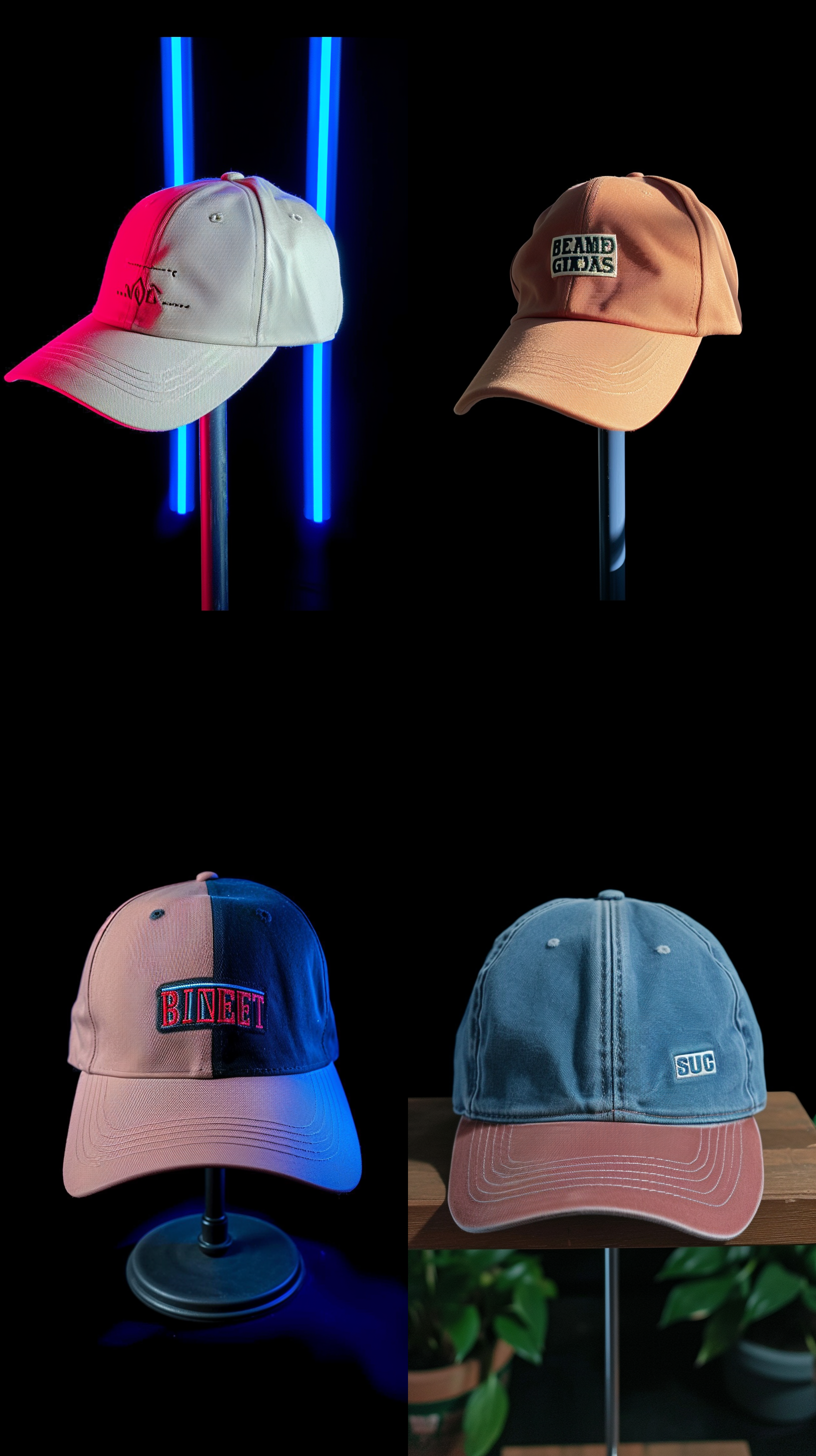 高品质棒球帽，舒适质感，高级感，电影级光照，产品摄影，真实，最佳画质，鲜艳的色彩