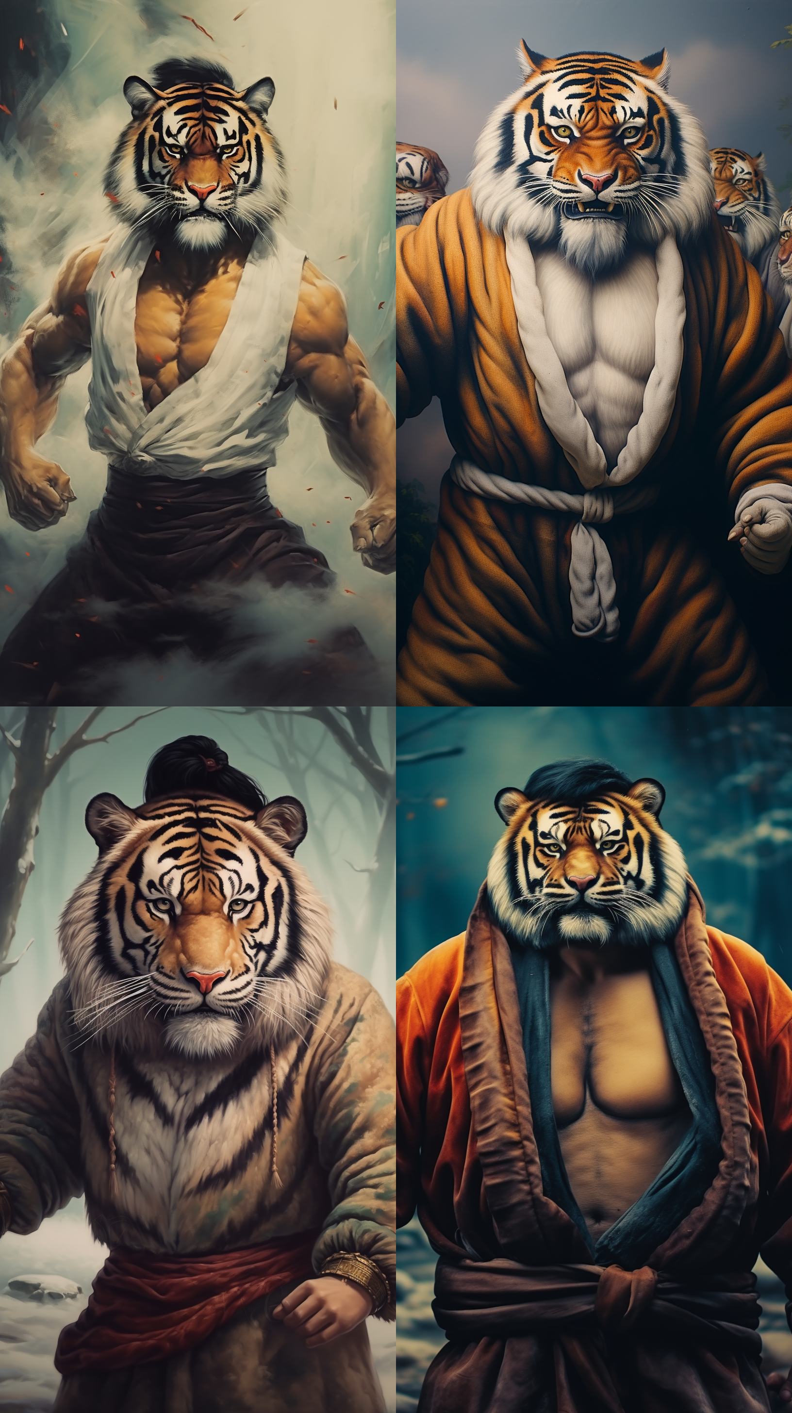 人和老虎，打斗