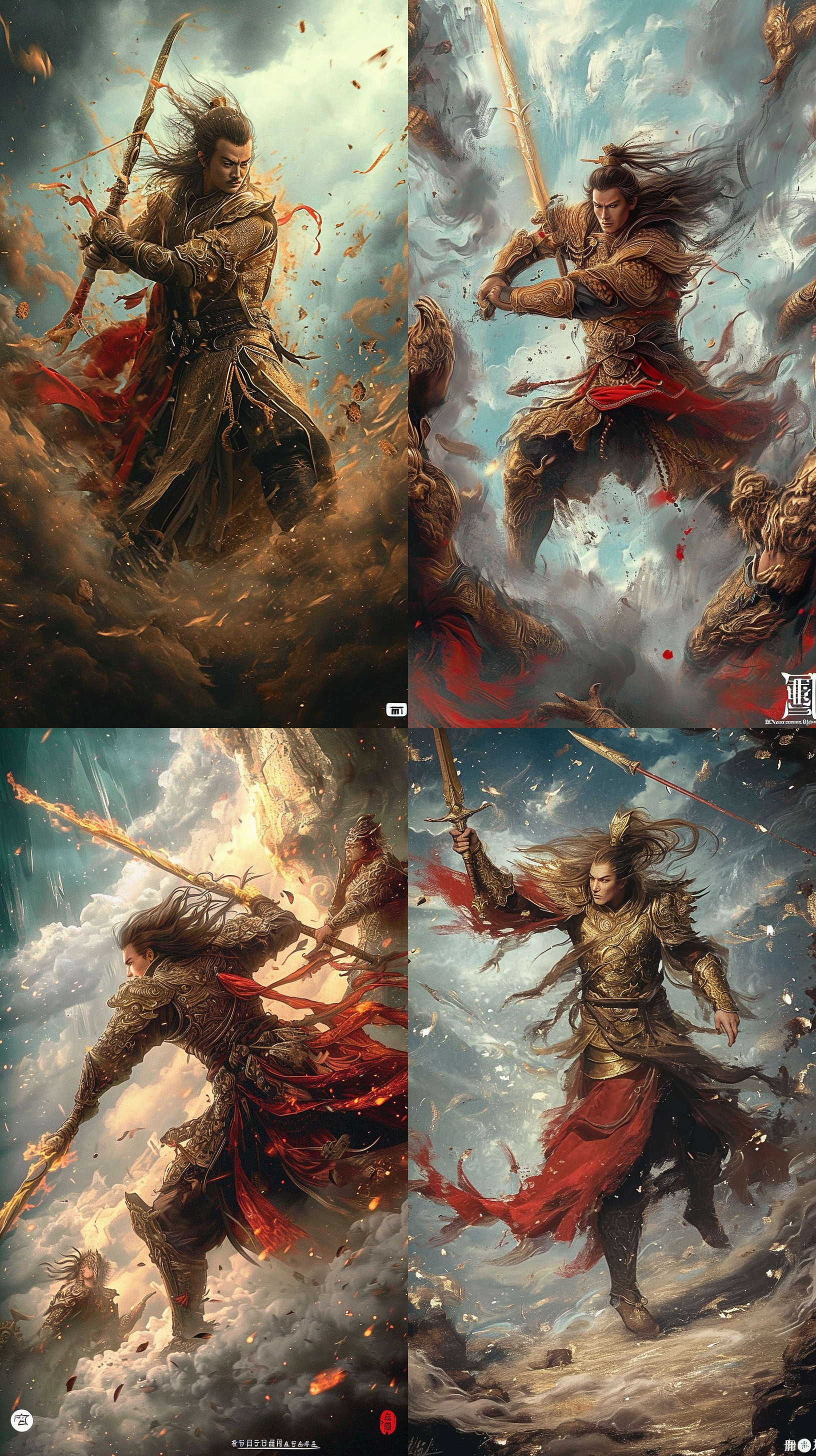 身穿金甲亮堂堂，头戴金冠光映映。手举金箍棒一根，足踏云鞋皆相称。一双怪眼似明星，两耳过肩查又硬。挺挺身才变化多，声音响亮如钟磬。尖嘴咨牙弼马温，心高要做齐天圣。——摘自 第四回 官封弼马心何足 名注齐天意未宁孙悟空的外貌描写归纳起来：雷公嘴、孤拐面、火眼金睛、黄发金箍、一身黄毛、两块红股。尖嘴缩腮，金睛火眼。