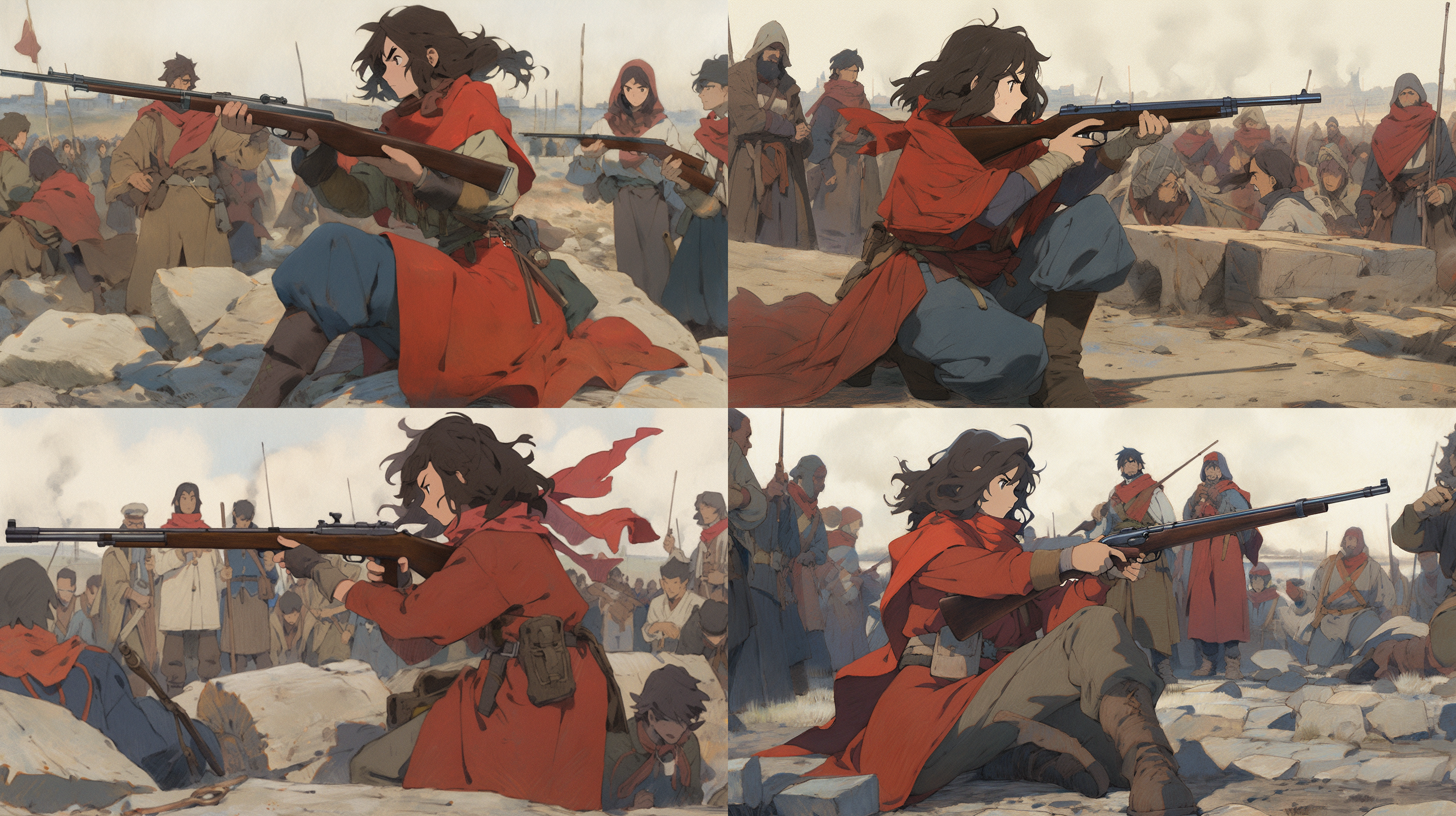 日本山口组，满背纹身，斩杀恶鬼，废土风格，美漫风格，斜侧角度，破旧景观，烟雾效果，高饱和度，宽屏比例，动感十足，冒险精神，充满活力。