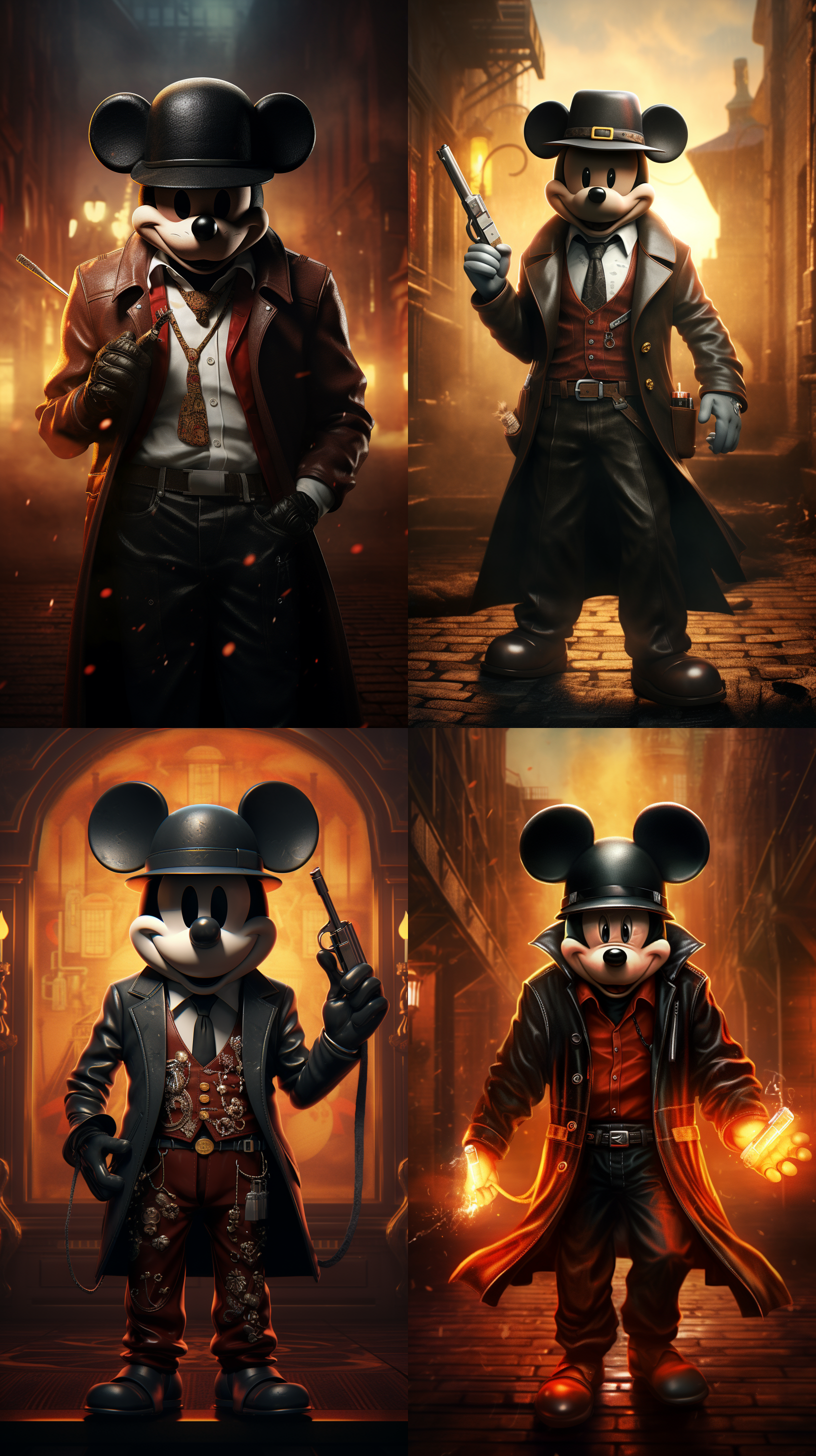 mickey mouse as a gangster in the style of midjourney