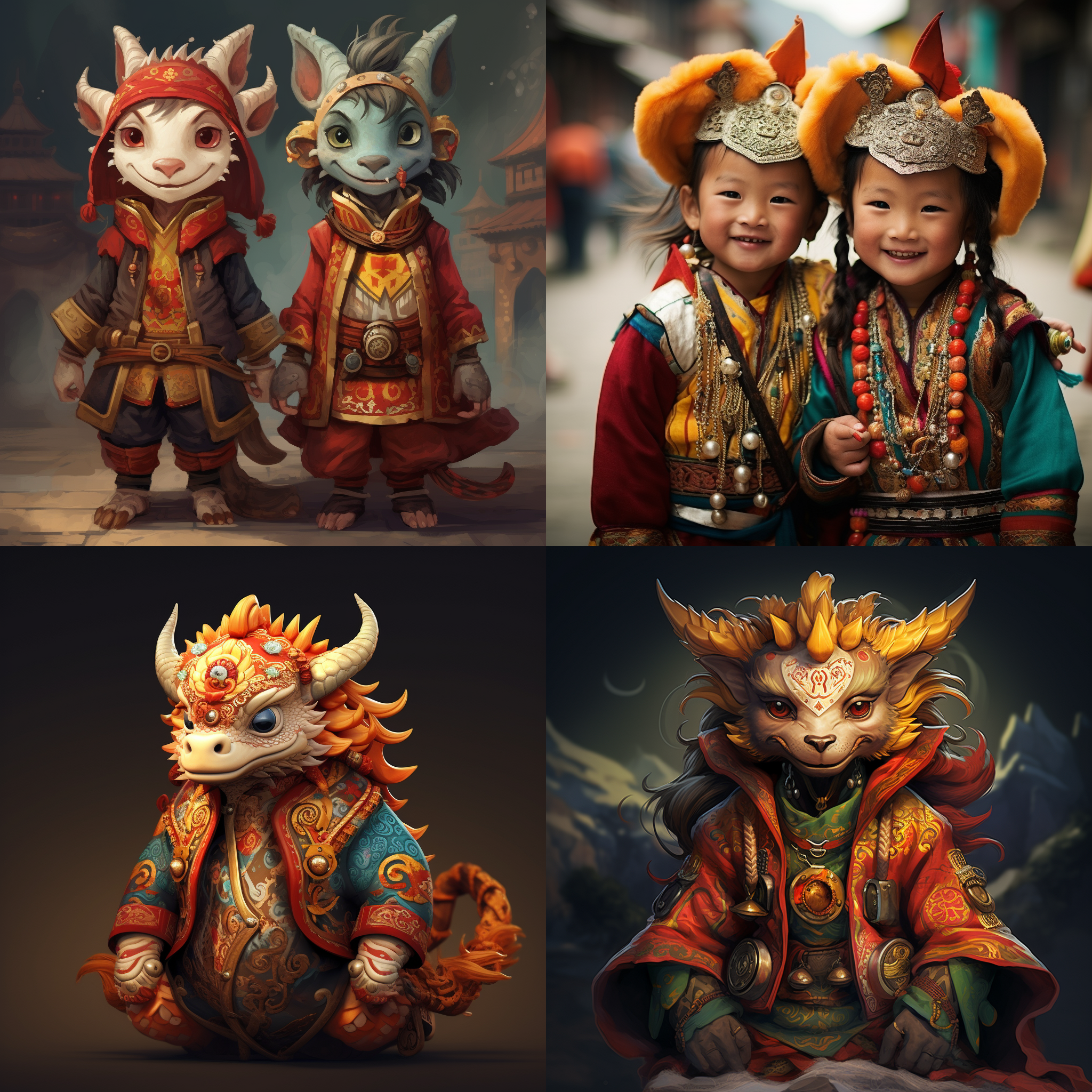 龙人，可爱，藏族，藏服，喜庆