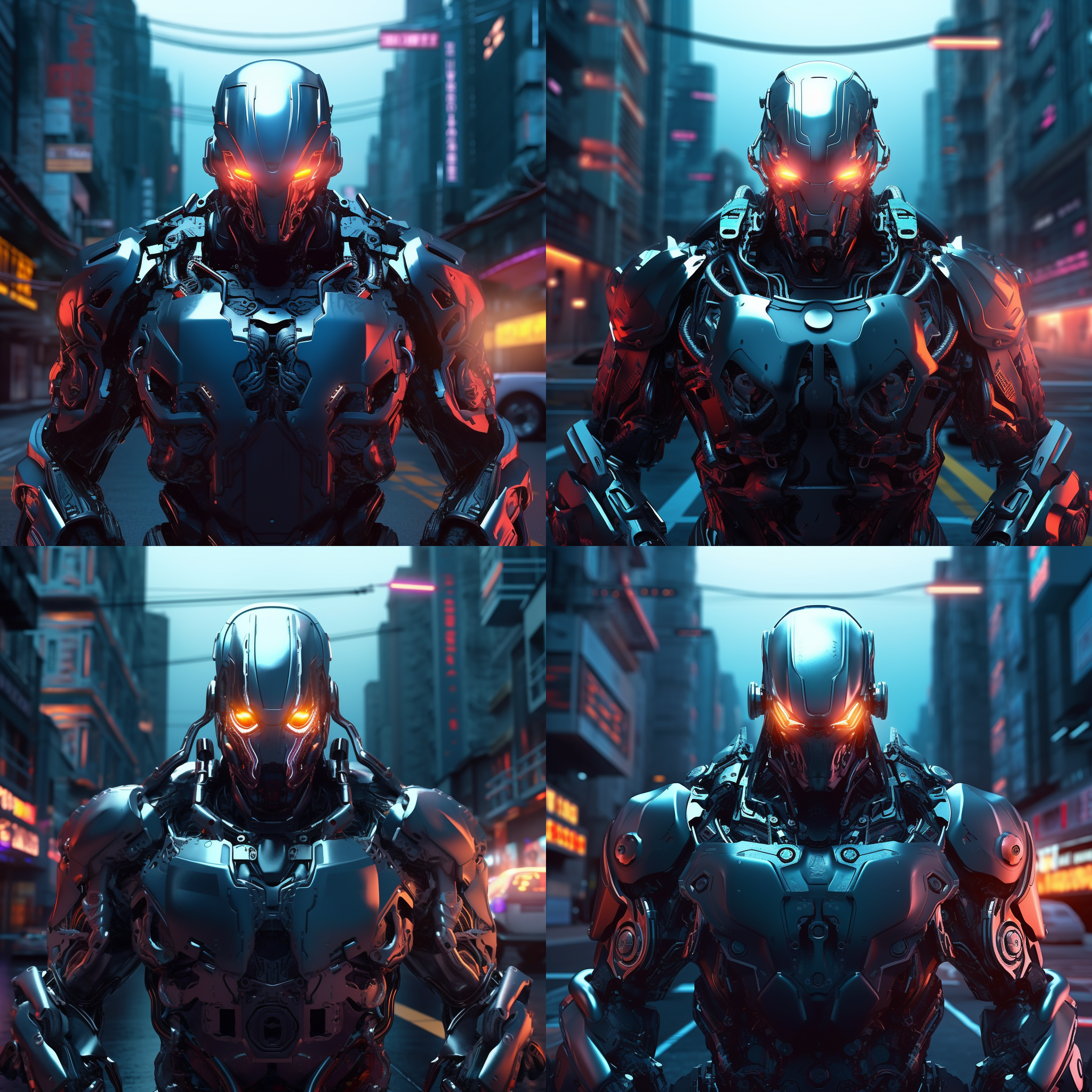 霓虹灯风格，赛博朋克，led屏幕，城市街道，夜晚拍摄，宽景比例，饱和度高，对比度强，广角镜头，流动的车辆，闪烁的霓虹灯，未来感，科技感，冷色调，神秘感。