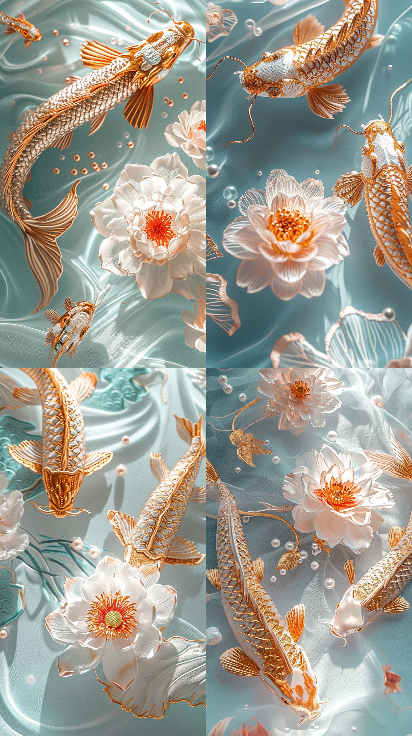 中国刺绣，苏绣艺术的中国龙，贝母，珠片，金线夹丝，小珍珠串点缀，以浅绿松石和金色的风格，浅白色和深蓝色，薄纱面料，精心设计，细致的细节，手绘细节，浅翡翠和白色，精湛的工艺，柔软，梦幻般的质量，多层，传统精华，有机材料，天蓝色和金色，电影质感，前景模糊，c4d oc渲染，特写，柔和照明