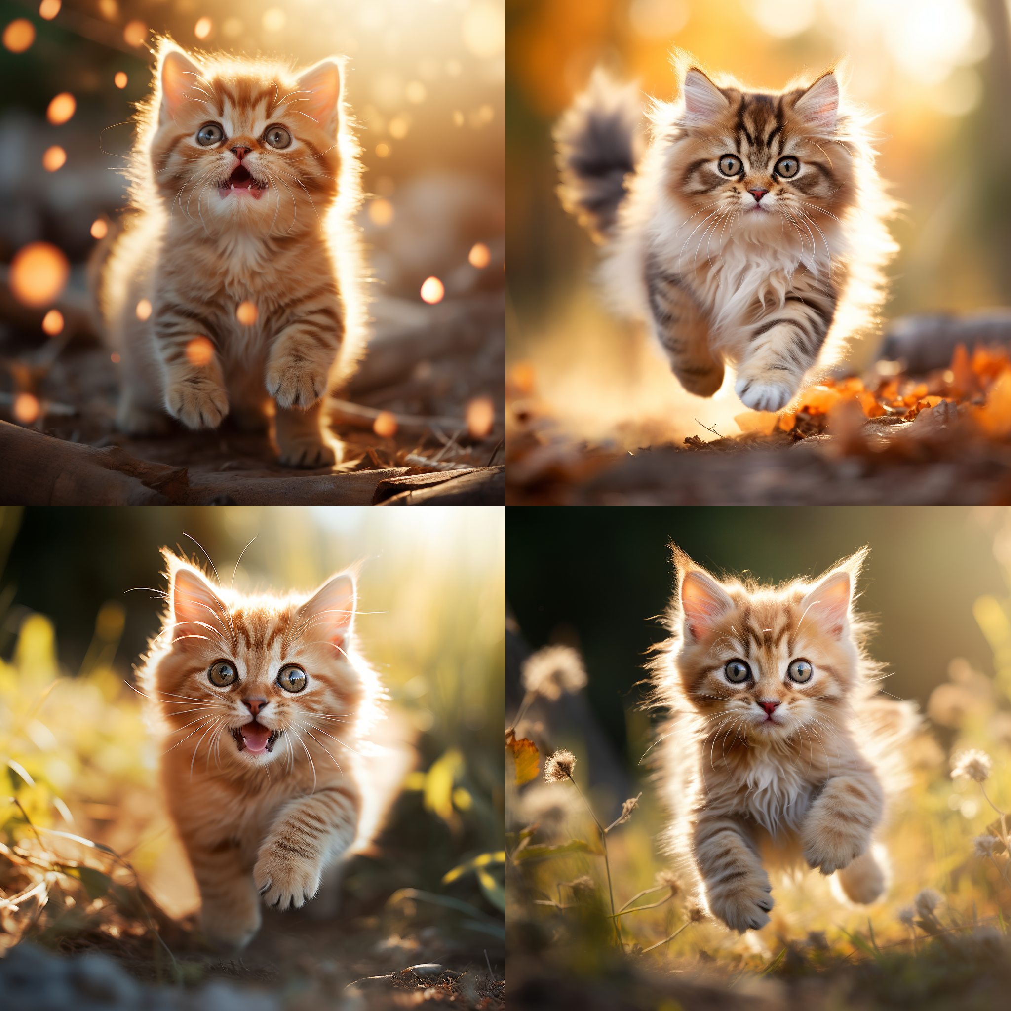 一只带着酷酷表情的可爱小猫，高清画质，慵懒的姿态，逆光照明，浅景深，柔和色调，特写镜头，嬉戏跳跃，好奇心，童真，温暖的情感。