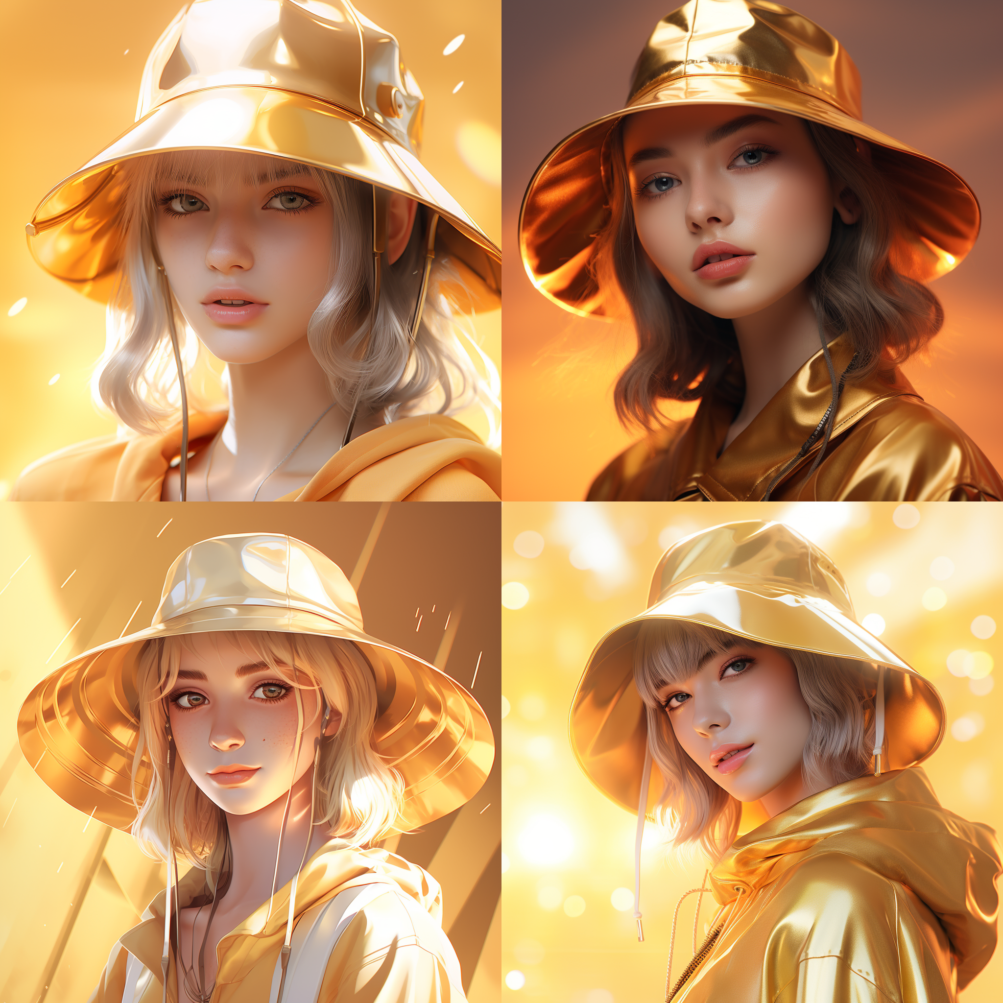 金渐层带龙头帽，微信头像大小，明亮的室外环境，自然光线，正面拍摄，柔和色调，细节清晰，高清晰度，轻松自然的表情，自信和时尚的氛围。