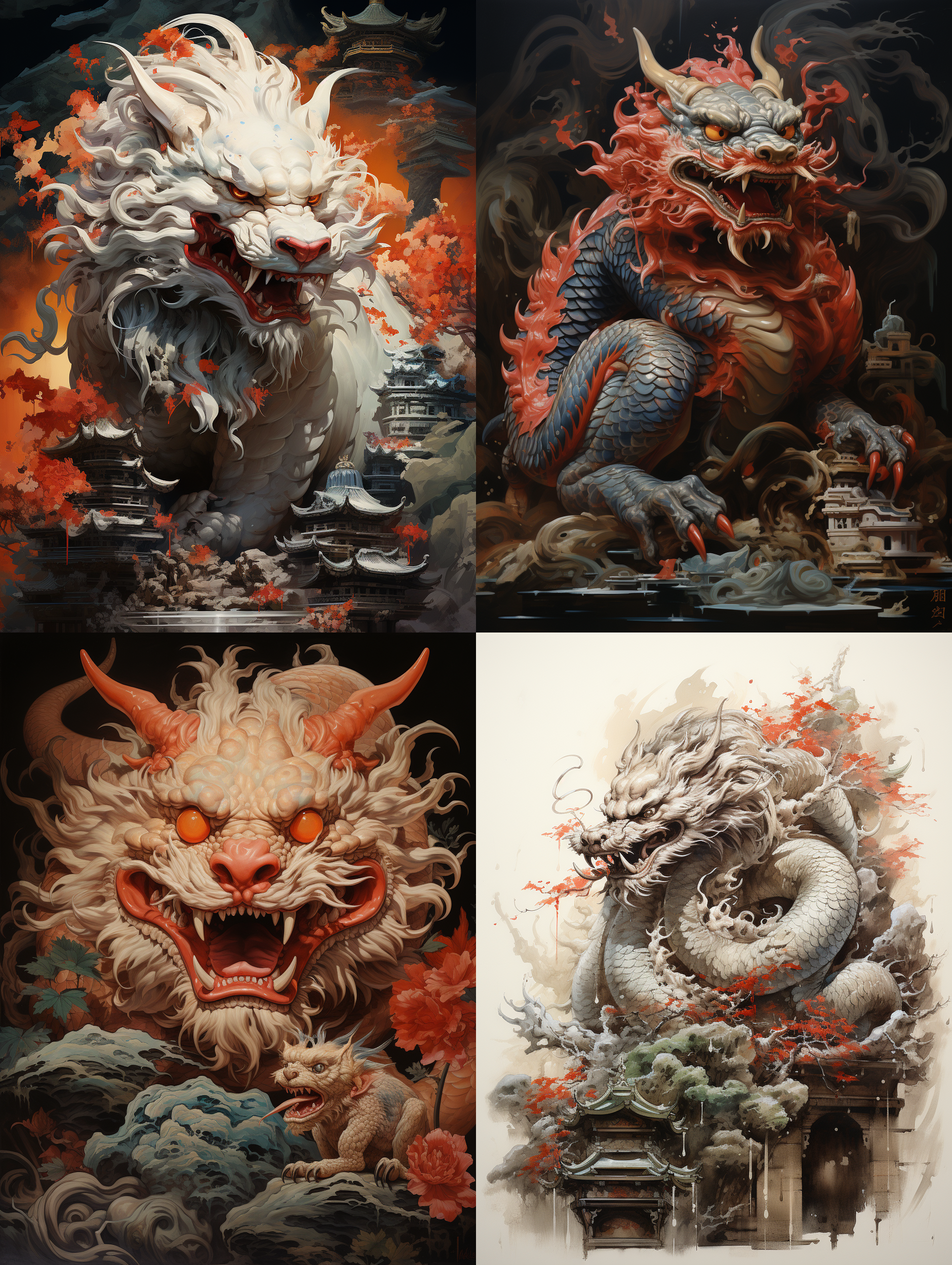 a painting of a dragon with a cat on it's back and a chinese writing on the side, a gouache, art & language, painting, adrian zingg