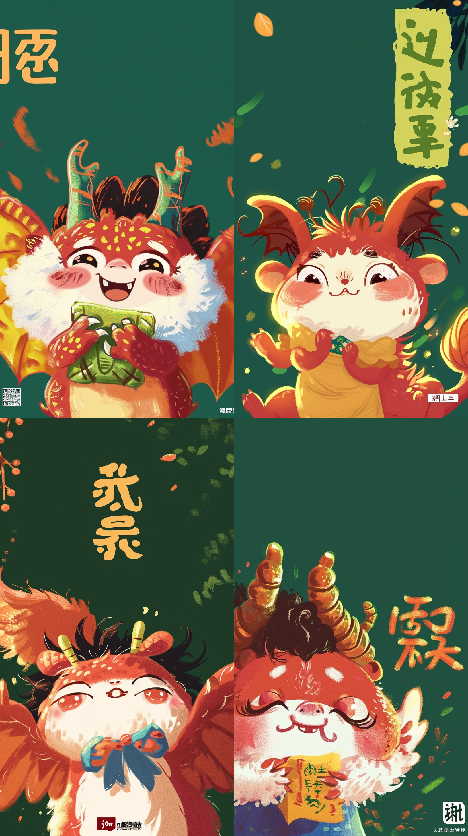 立体感强，背景是一片绿色的森林，龙在飞行中，翅膀展开，带有火焰的尾巴，眼神充满活力和好奇心。龙身上有细腻的鳞片纹理，整体呈现出生动而有趣的氛围。q版龙，大红色，夸张表情，艳丽色彩，明亮柔和光线，立体感，绿色森林，飞行，火焰尾巴，细腻纹理，活力，好奇心。 极简主义 超扁平 卡通