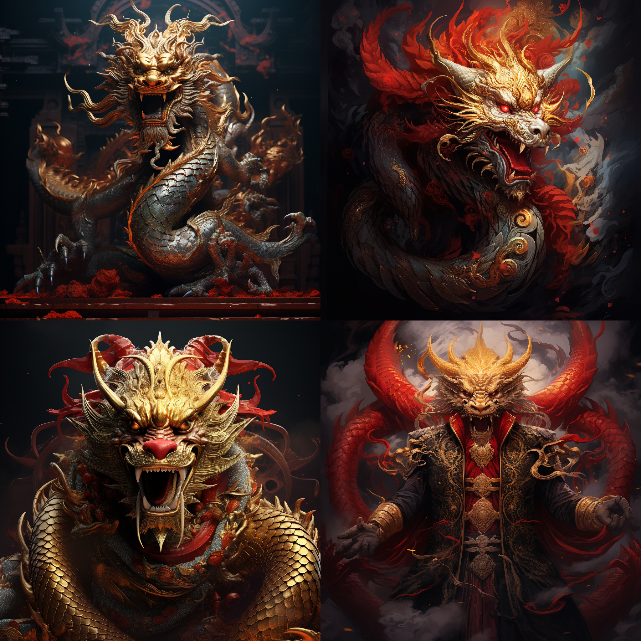 中国龙巧妙的与曹字结合，威严神秘霸气，金色和红色