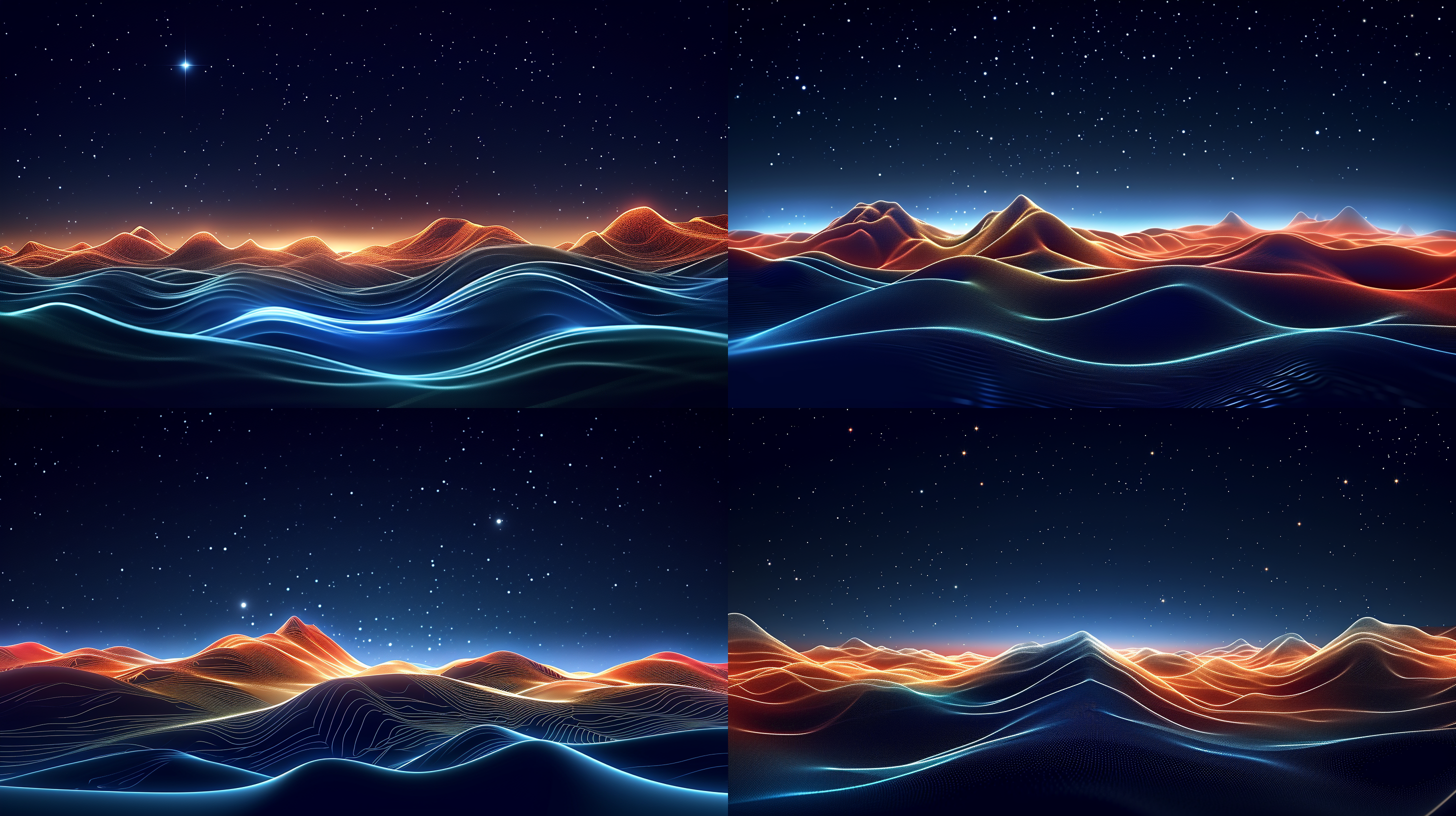 宇宙空间环境的线框图，深蓝色红绿相间，层次分明的网状结构，国家地理摄影风格，宇宙景观，富有想象力的纹理感，曲线流畅，长焦镜头，rtx技术，流线型设计。