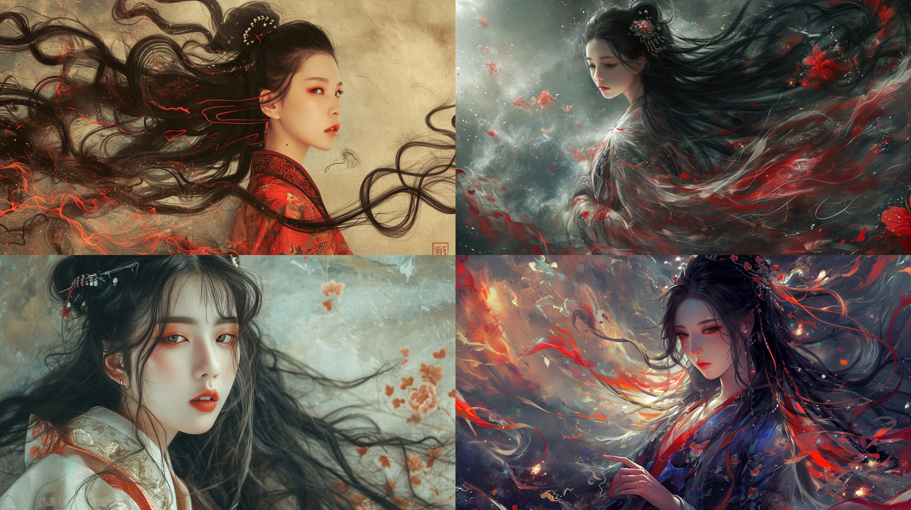 长发国风美女， 超现实主义 半身