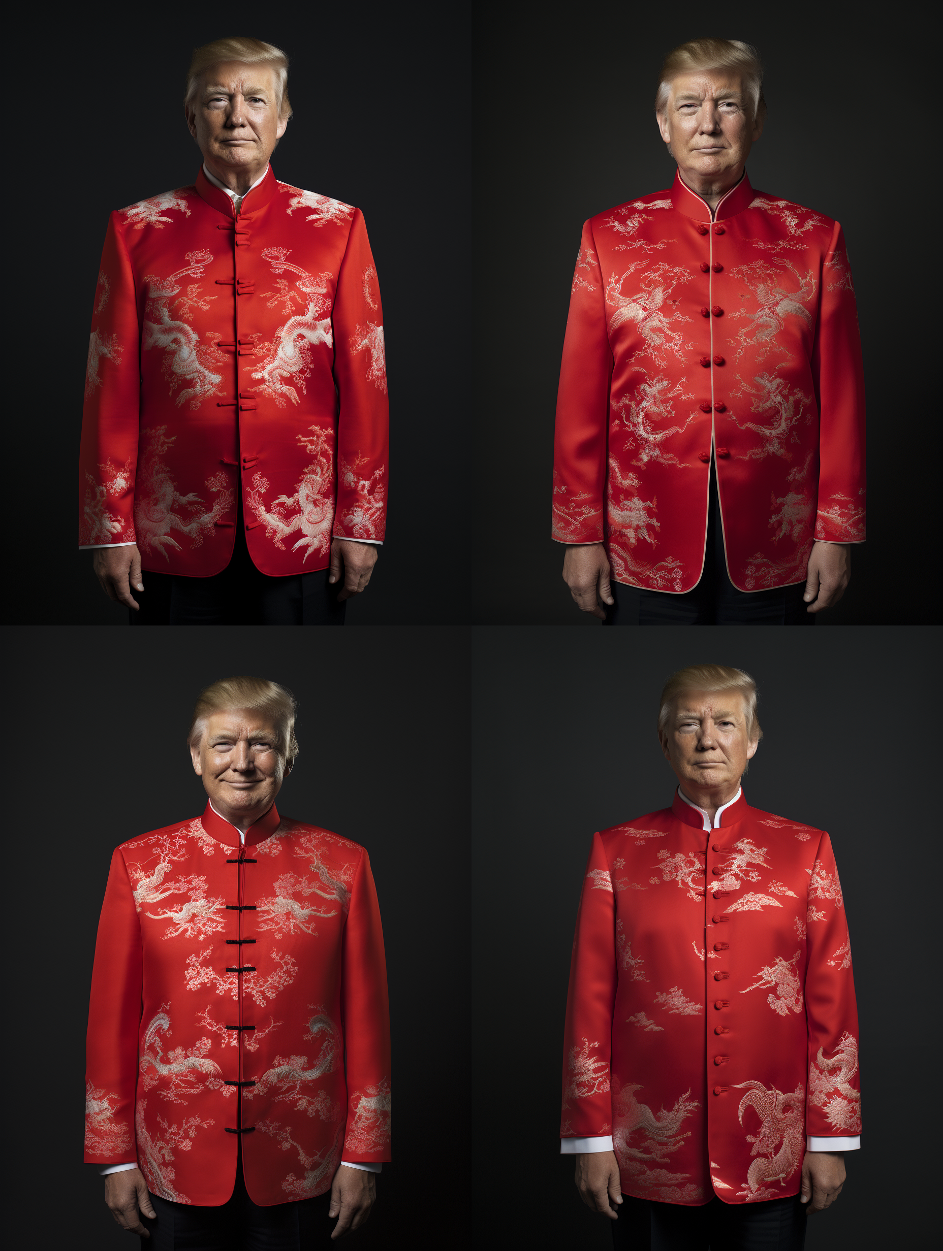 特朗普穿中国传统服装，照片