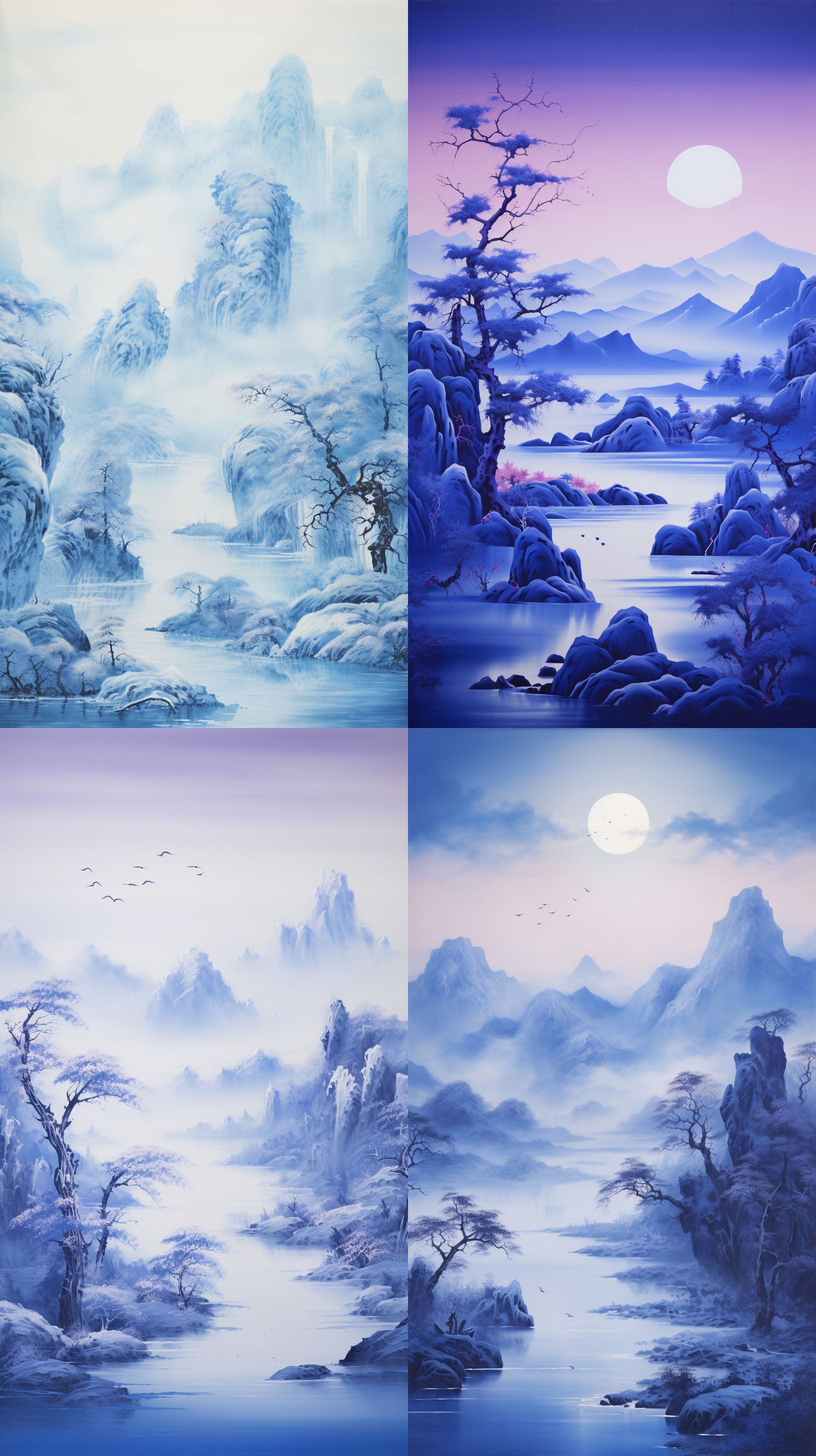 klein blue,chinese landscape painting