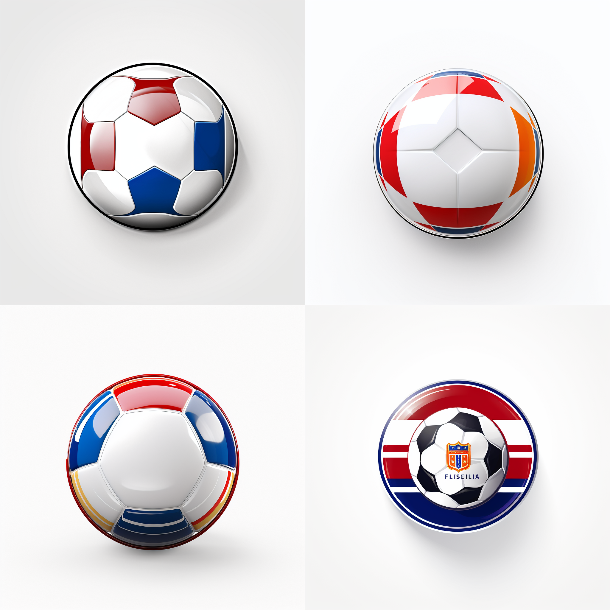 足球比赛徽章，乡村风格，简约色彩，白色背景，画面比例1:1，高清输出，清晰锐利，明亮光线，简洁构图，动感元素，国旗图案，激情四溢。