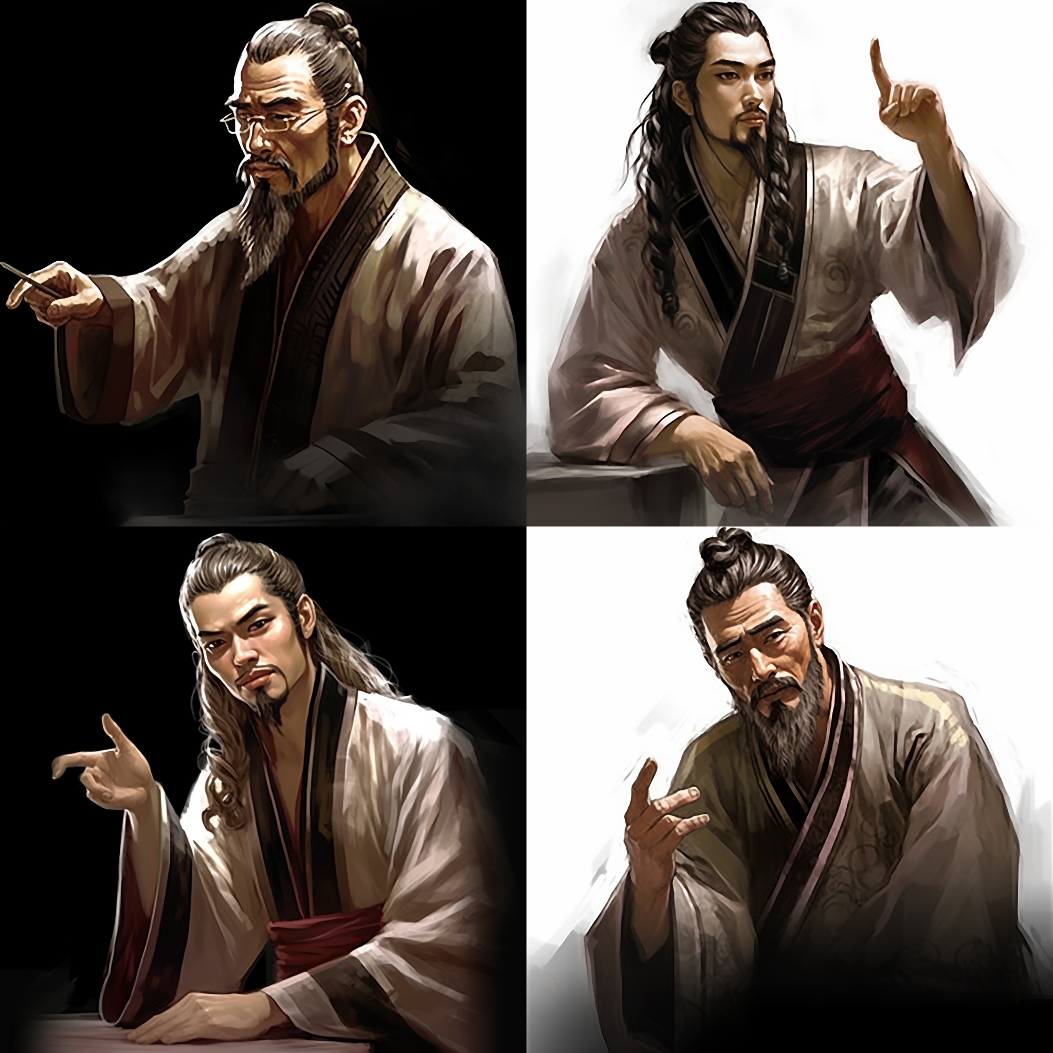 人物画，黑白风格，素描，高对比度，正面视角，侧光，细节丰富，肖像画，自然光，表情丰富，生动。