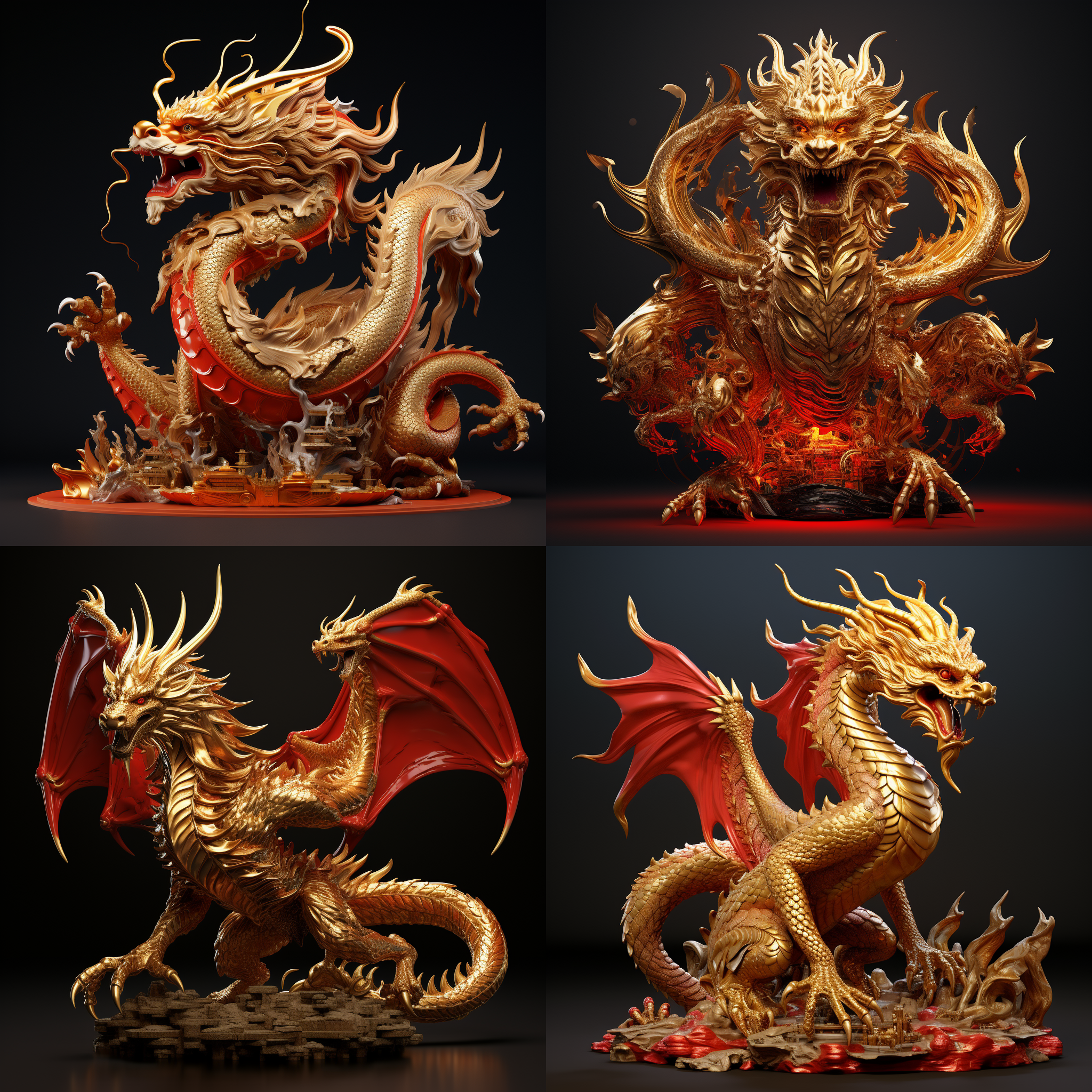 立体曹字，金色巨龙盘旋其上，威严霸气，金色，红色