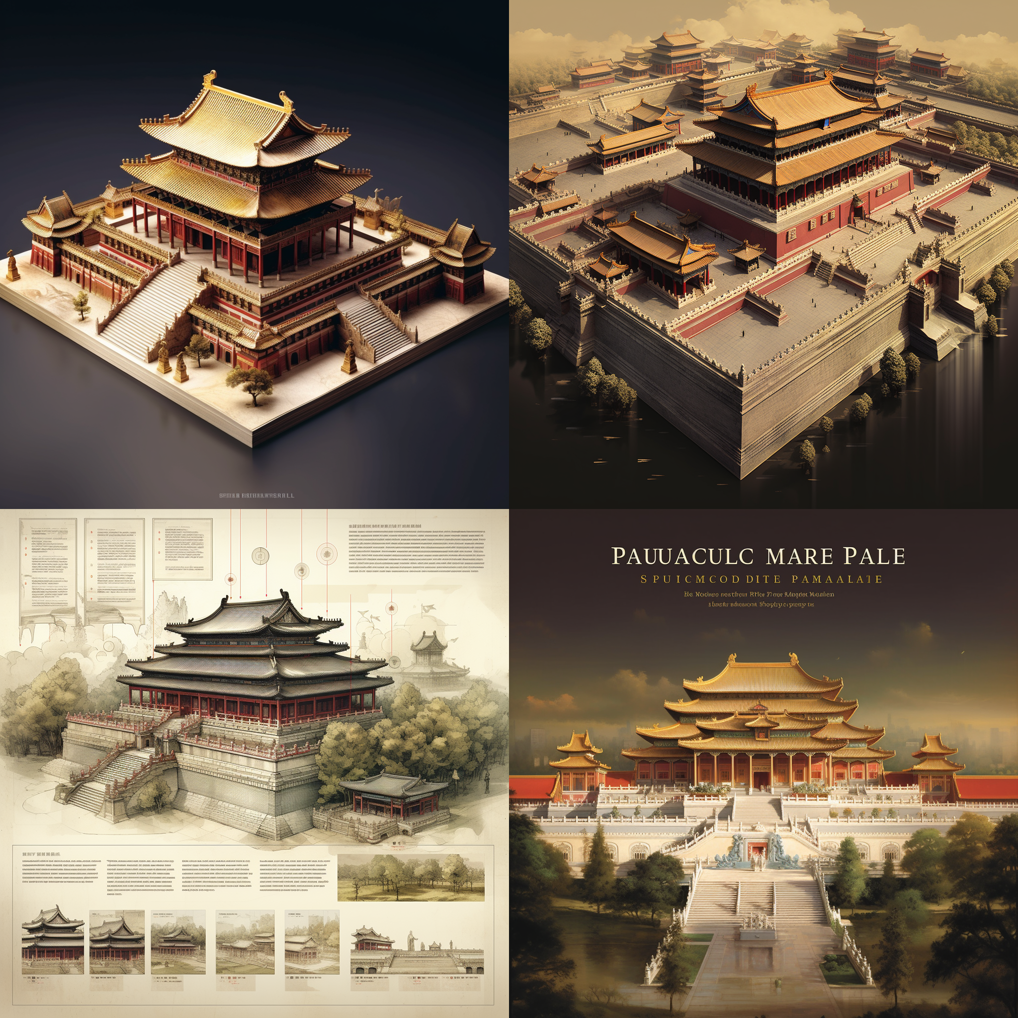 故宫博物馆画册，正视角度，细致雕琢，金碧辉煌，富丽堂皇，广角镜头，柔和光线，静态场景，古风色调，珍贵文物，历史沉淀，庄严肃穆。