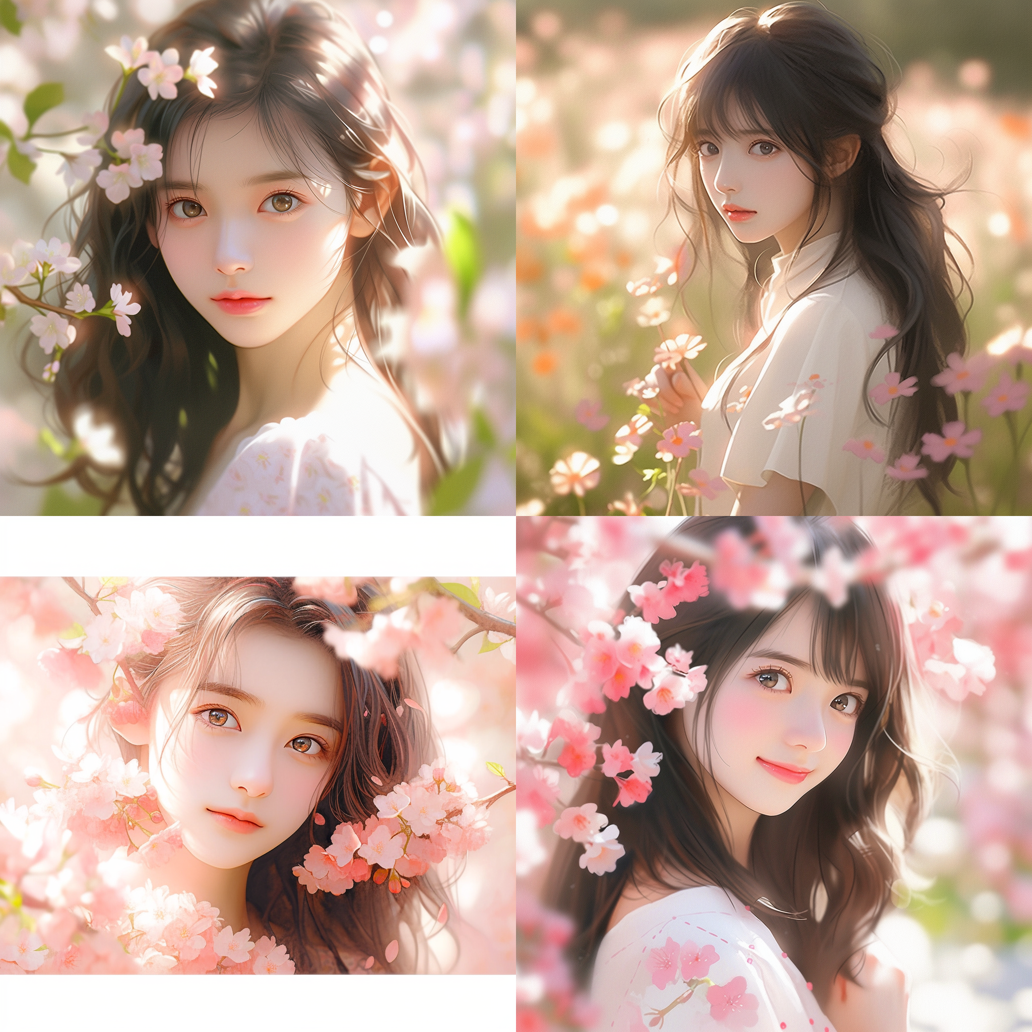 单个15岁女孩，日系高清照片。阳光洒在她身上，照亮了她的微笑和花朵。背景简洁清晰，突出她的纯真与自然美。摄影技术精湛，色彩鲜艳，表现出青春活力和温暖气息。