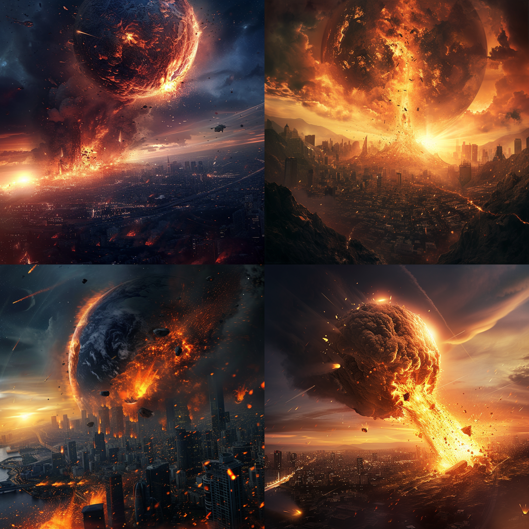 地球发生世界末日，火山爆发，陨石掉落，200多米高的海啸扑向城市，12级大地震频发 地球发生裂开