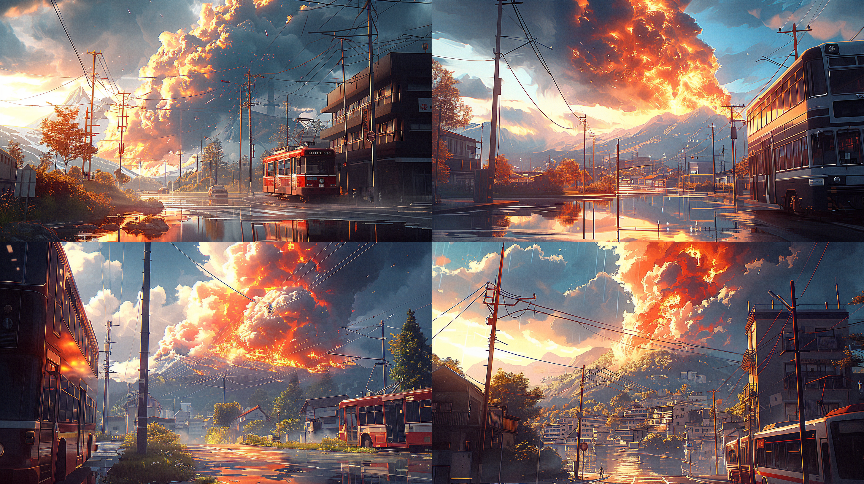 16k高清晰度，细腻纹理，远山近水，大气宏伟的景象，广角镜头，自然光线，温暖色调，静态构图，深邃的色彩层次，令人震撼的高清画质，沉浸式观感，细节丰富，令人惊叹。 街景 宽景 解构主义 顶级英雄