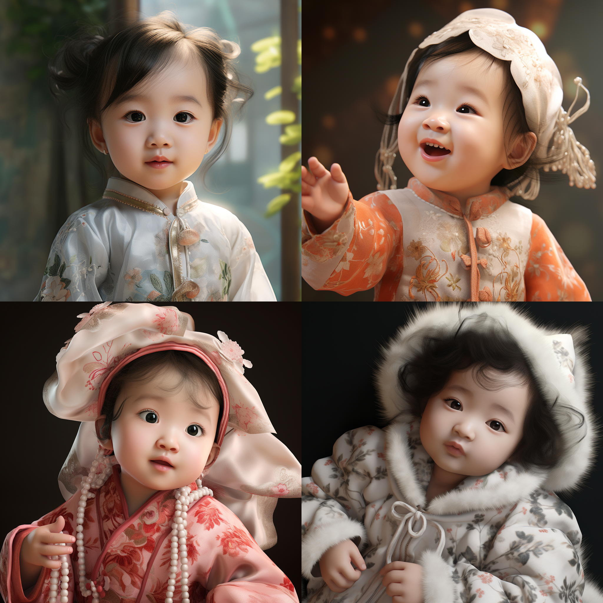 fullbody of gorgeous chinese baby girl,porcelain skin,open mouth,natural volumetric, depth of field,award-winning core photorealistic, dreamy,high definition, detailed intricate,unreal engine, 8k, super detail ar 3:4 style expressive