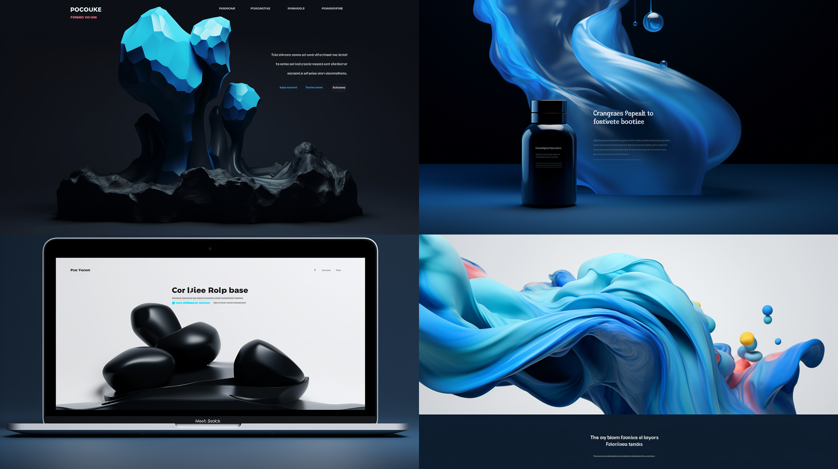 making good companies look awesome, in the style of website, tinycore, light black and blue, melting pots, rounded, goblincore, minimalist graphic designer