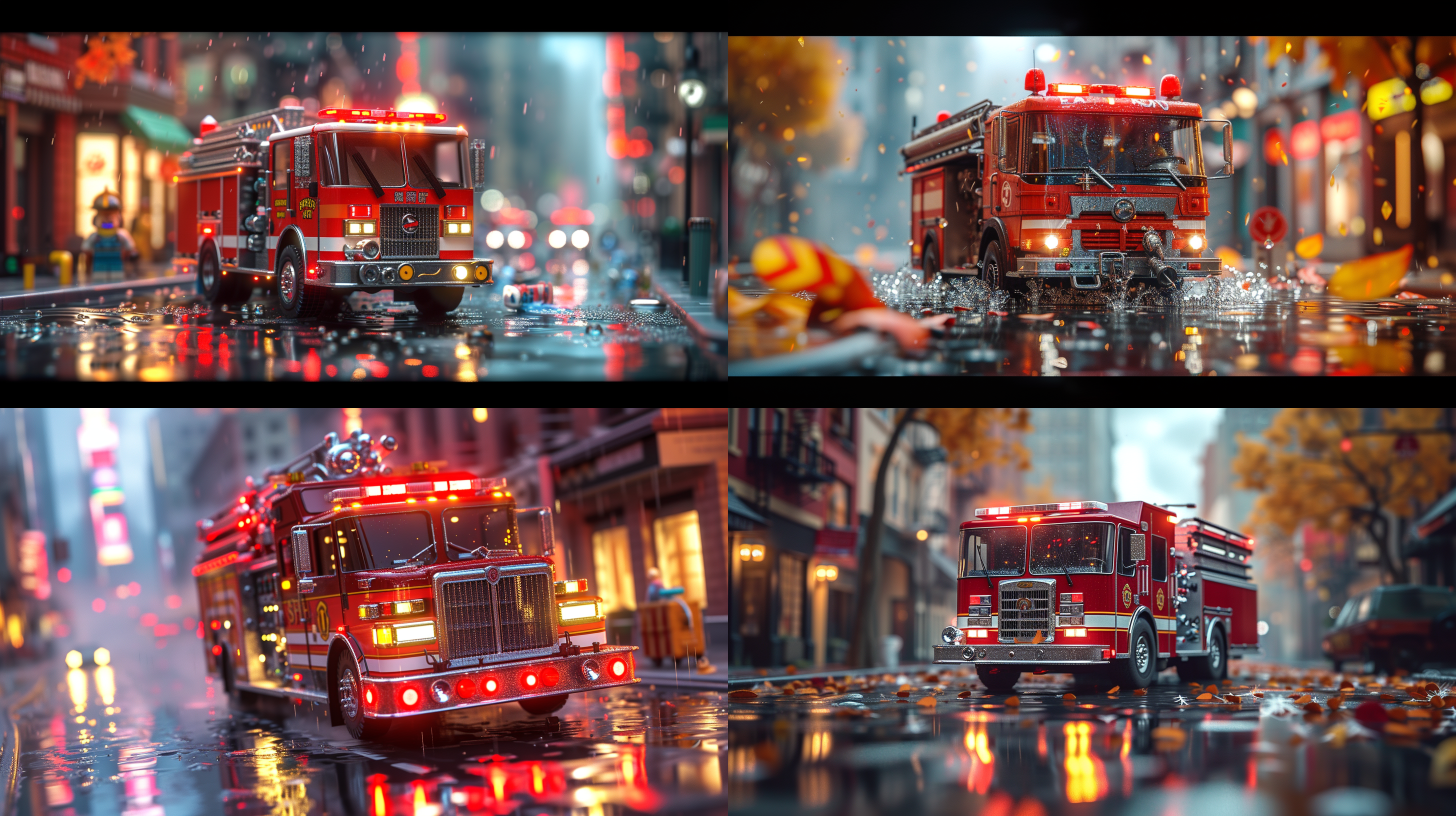 合金消防车 玩具 街景 高请 3d渲染 漫威场景 超细节