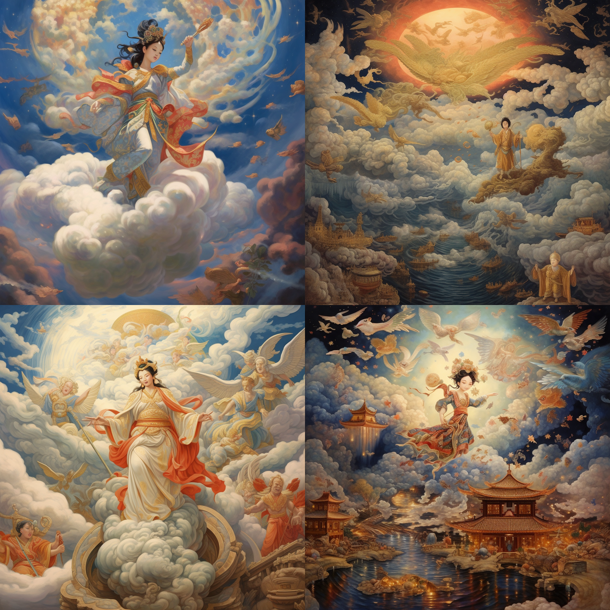 我脚踩祥云，飞在九天之上。俯瞰芸芸众生