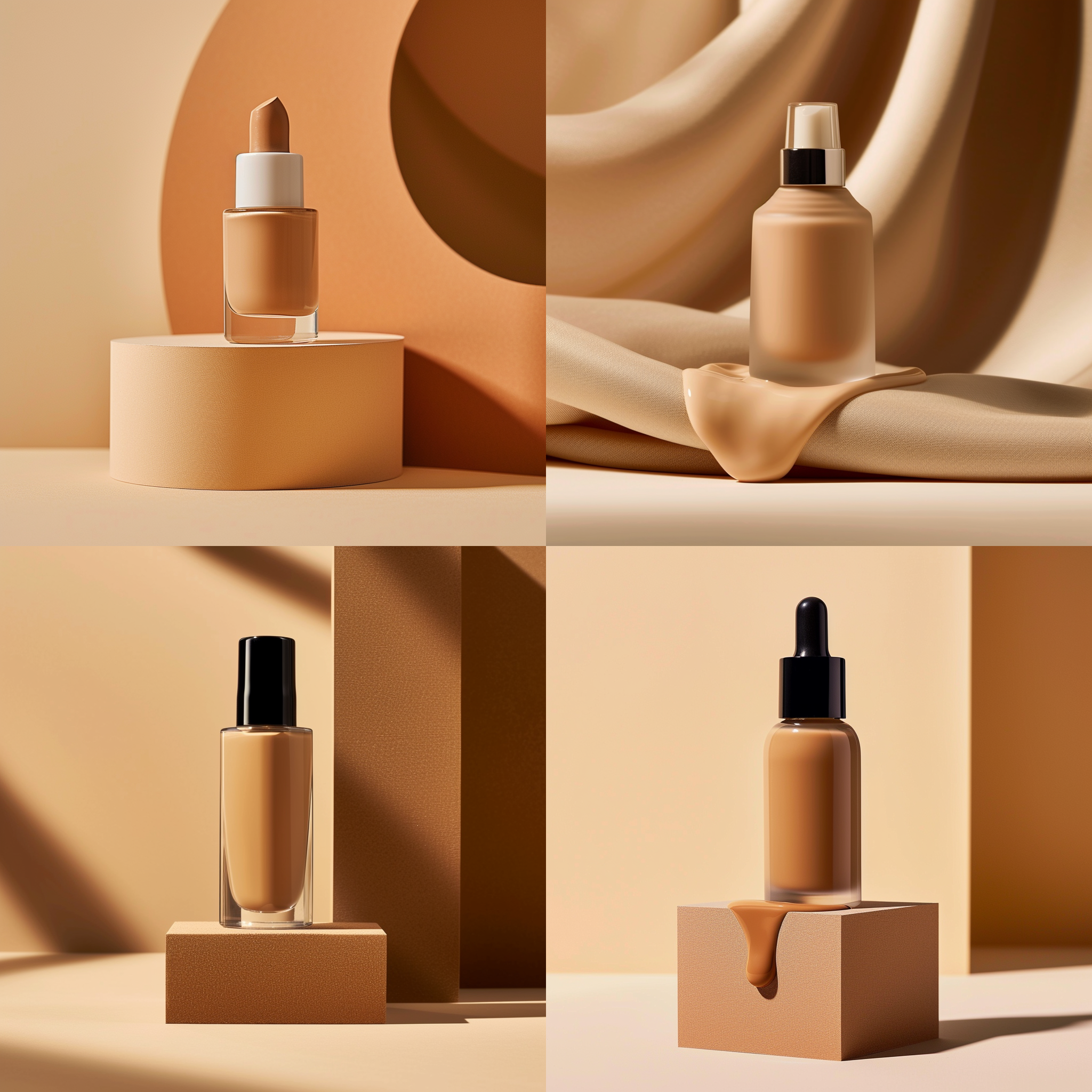 一个粉底液 由cardstock包装的瓶子 morandi color 近景拍摄