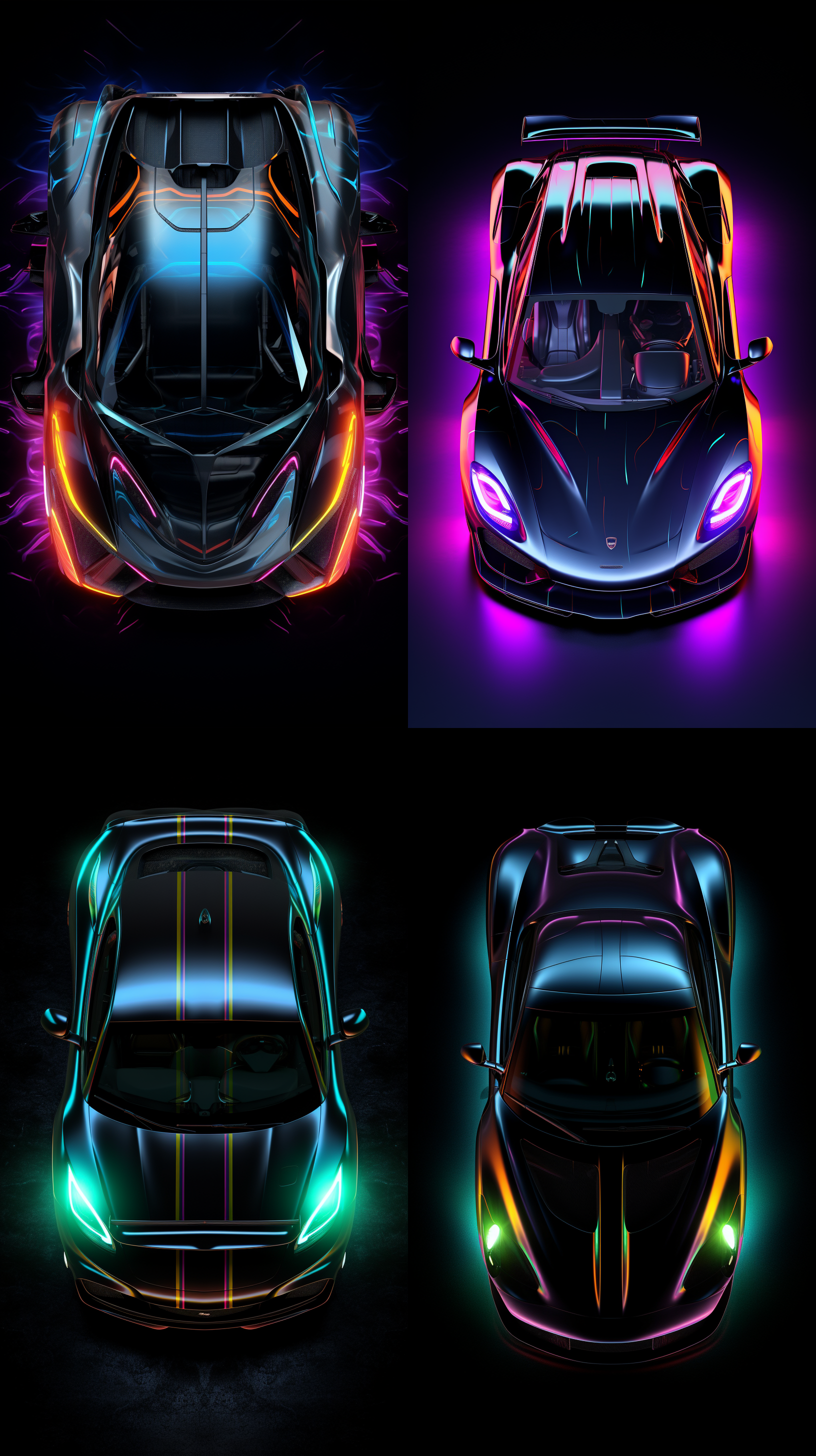 一辆跑车 carbon fiber neon color 俯视图