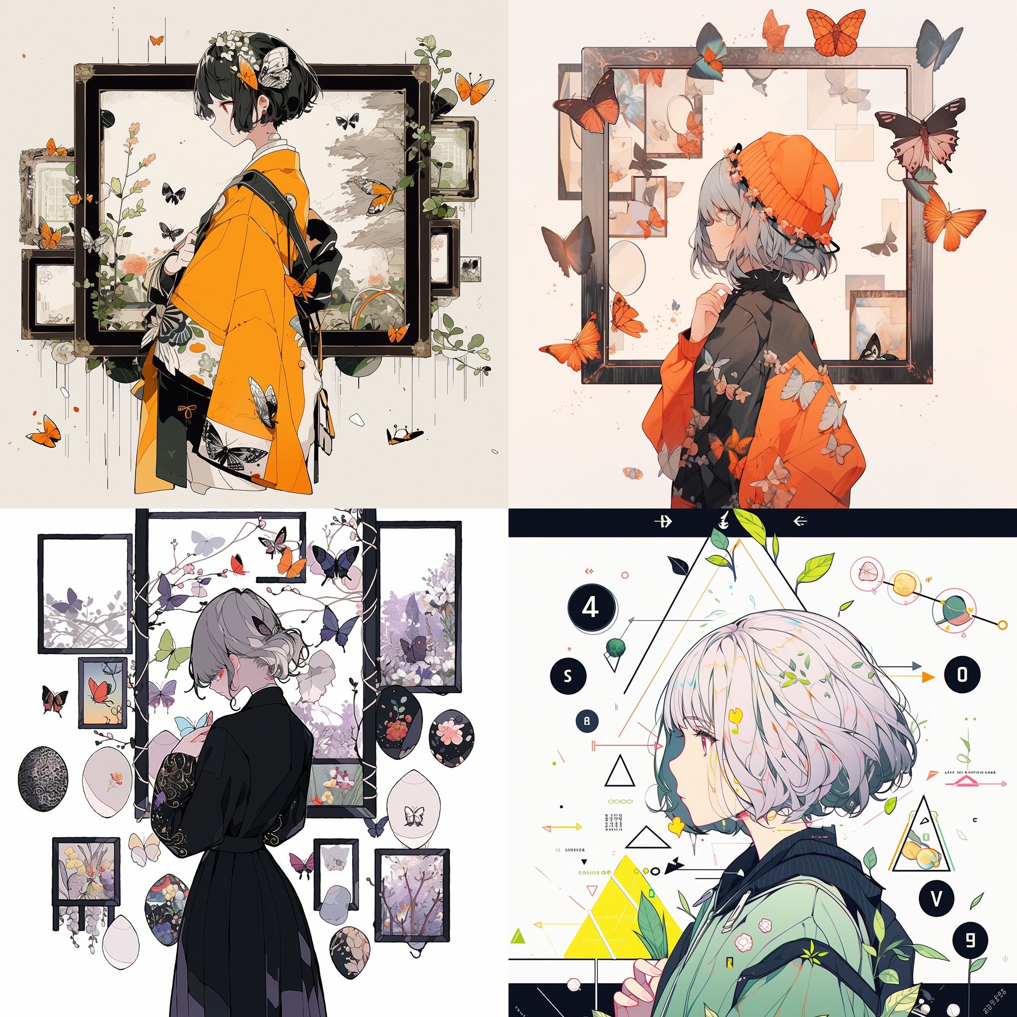 成女，相框，虫卵，标点符号，短发