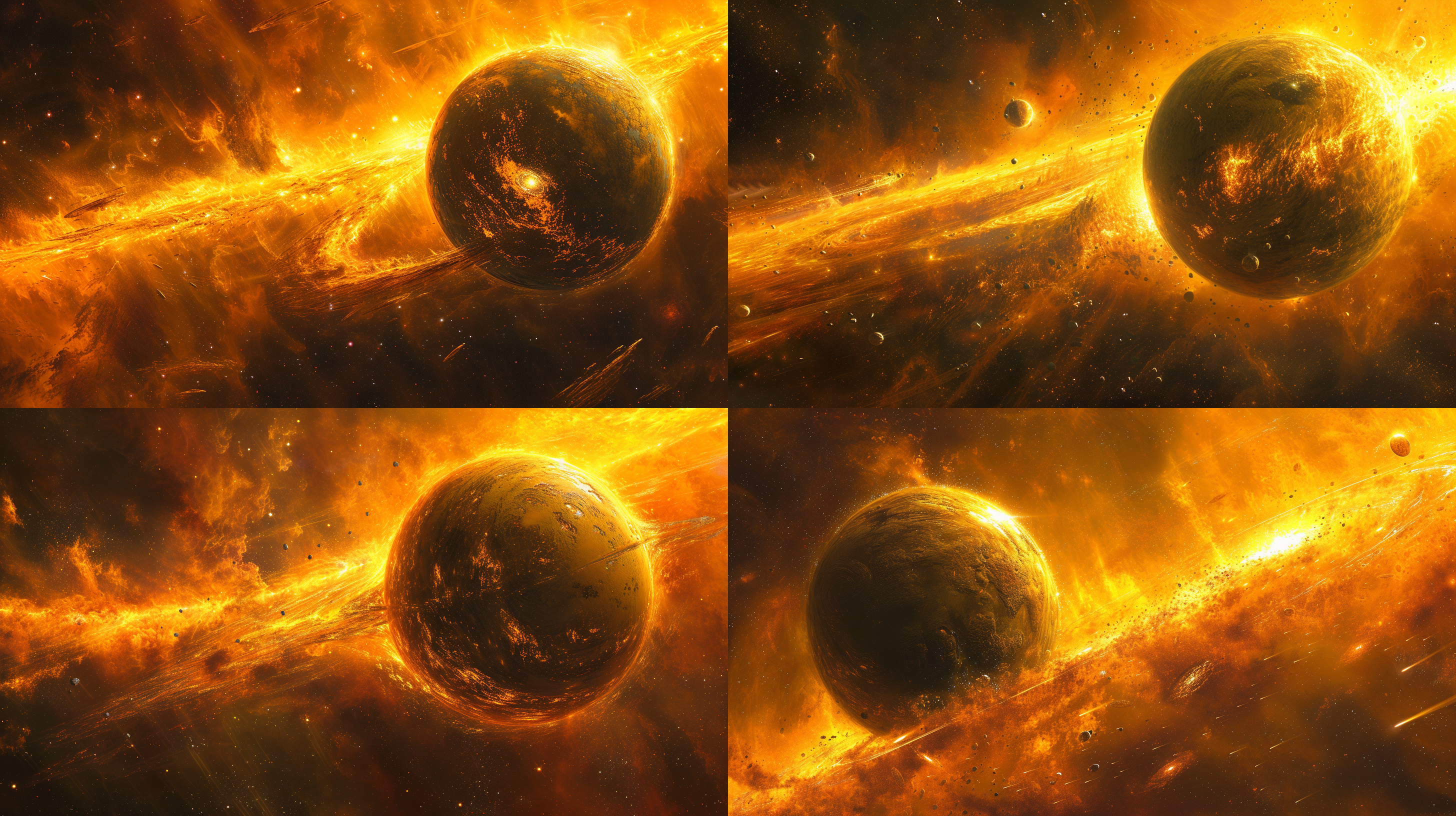 三级文明建造的戴森球，星系间光束交织，令人惊叹的纹理和图案。广角镜头捕捉广阔范围，色彩饱满对比强烈。真实幻想碰撞，神秘壮观视觉体验。戴森球，光束，广角镜头，纹理，图案，广阔范围，色彩饱满，对比强烈，真实，幻想，神秘，壮观。