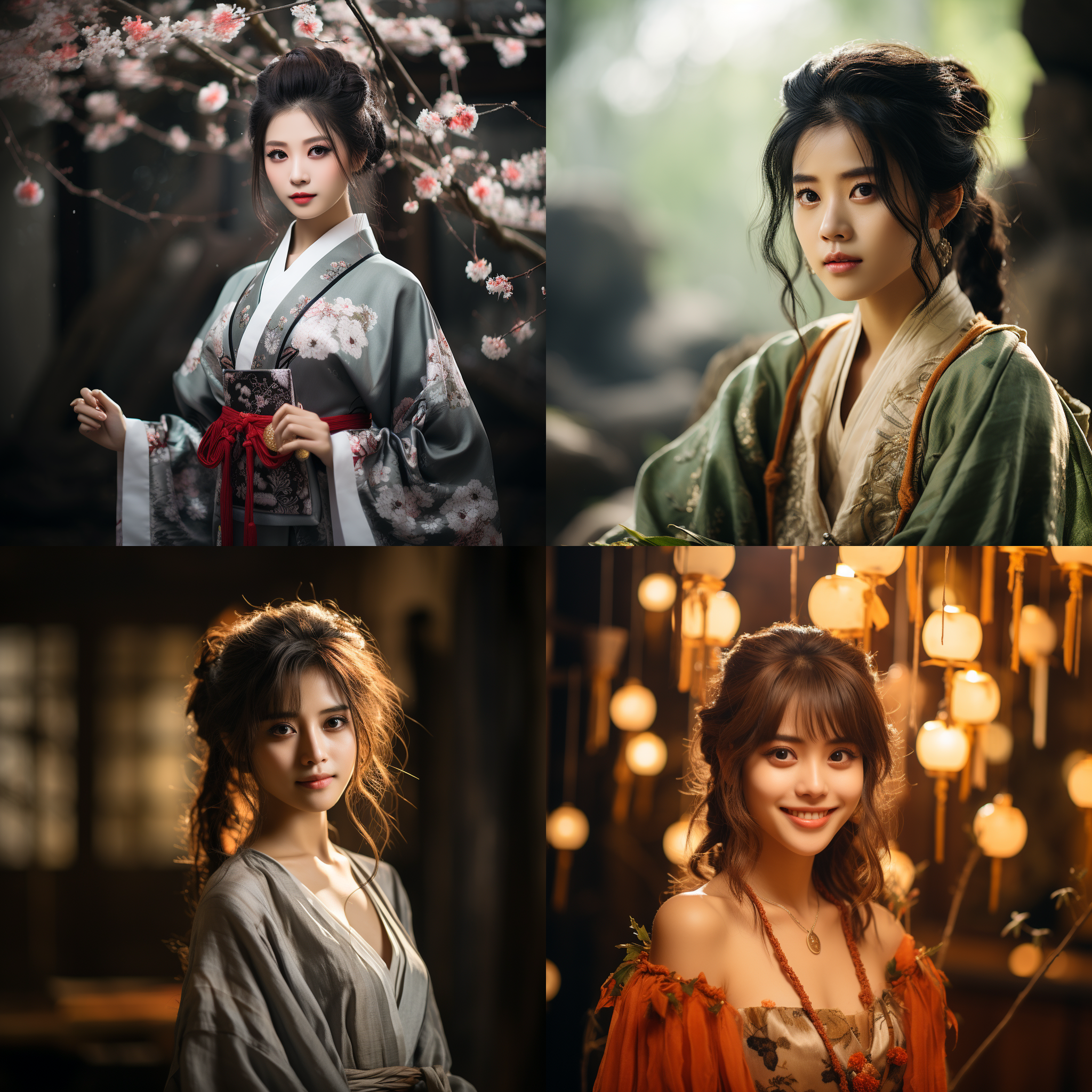 中国，穿汉服的女孩，主持人在做节目，18岁，青春靓丽，有文化气质，大眼睛高鼻梁，端庄大气，漂亮，可亲，室内光，中式环境，大光圈，背景虚化