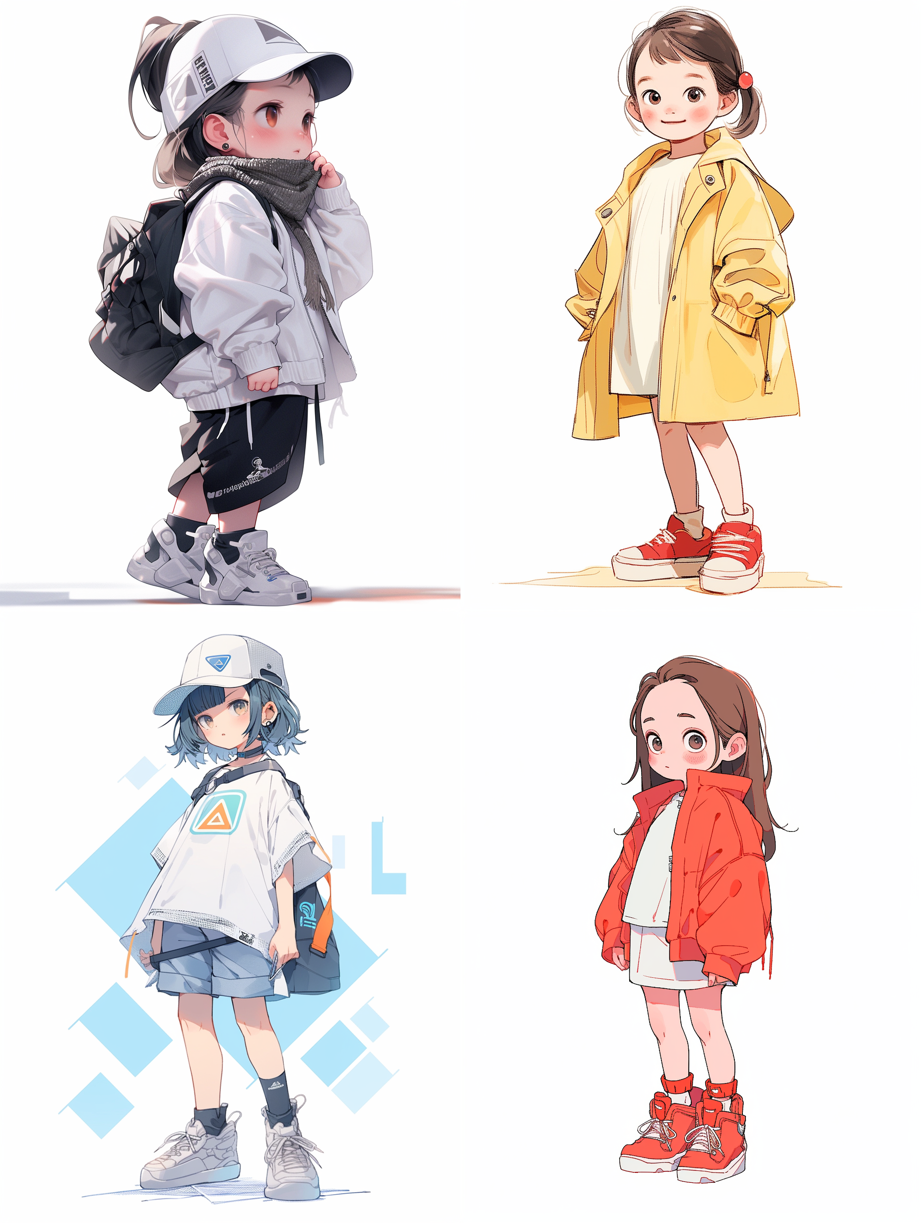 可爱的小女孩，极简主义，简单的细节