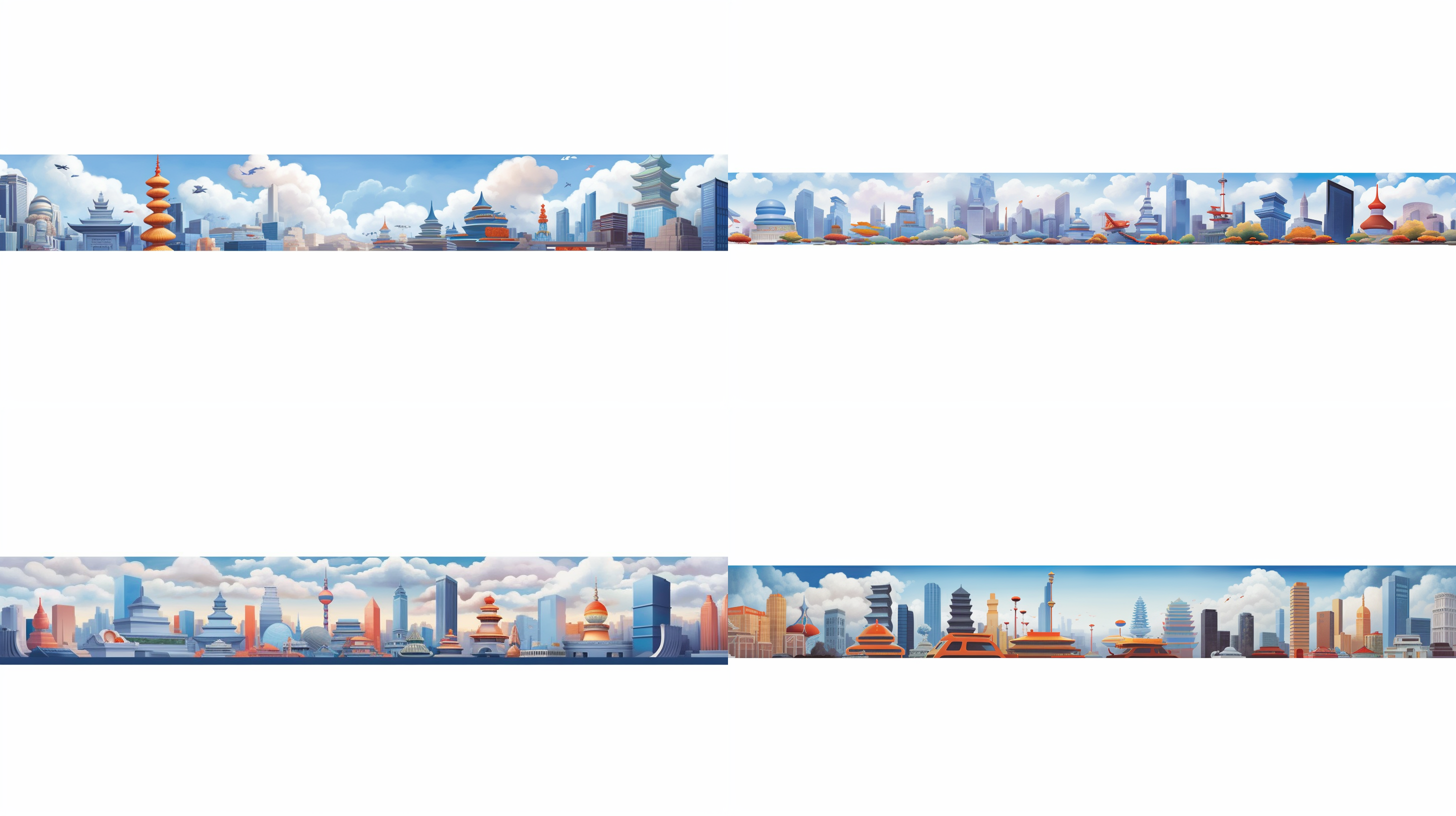 a city with tall buildings and a sky background with a white sky and a blue sky with a few clouds, a digital rendering, cloisonnism, volumetric, agnes lawrence pelton