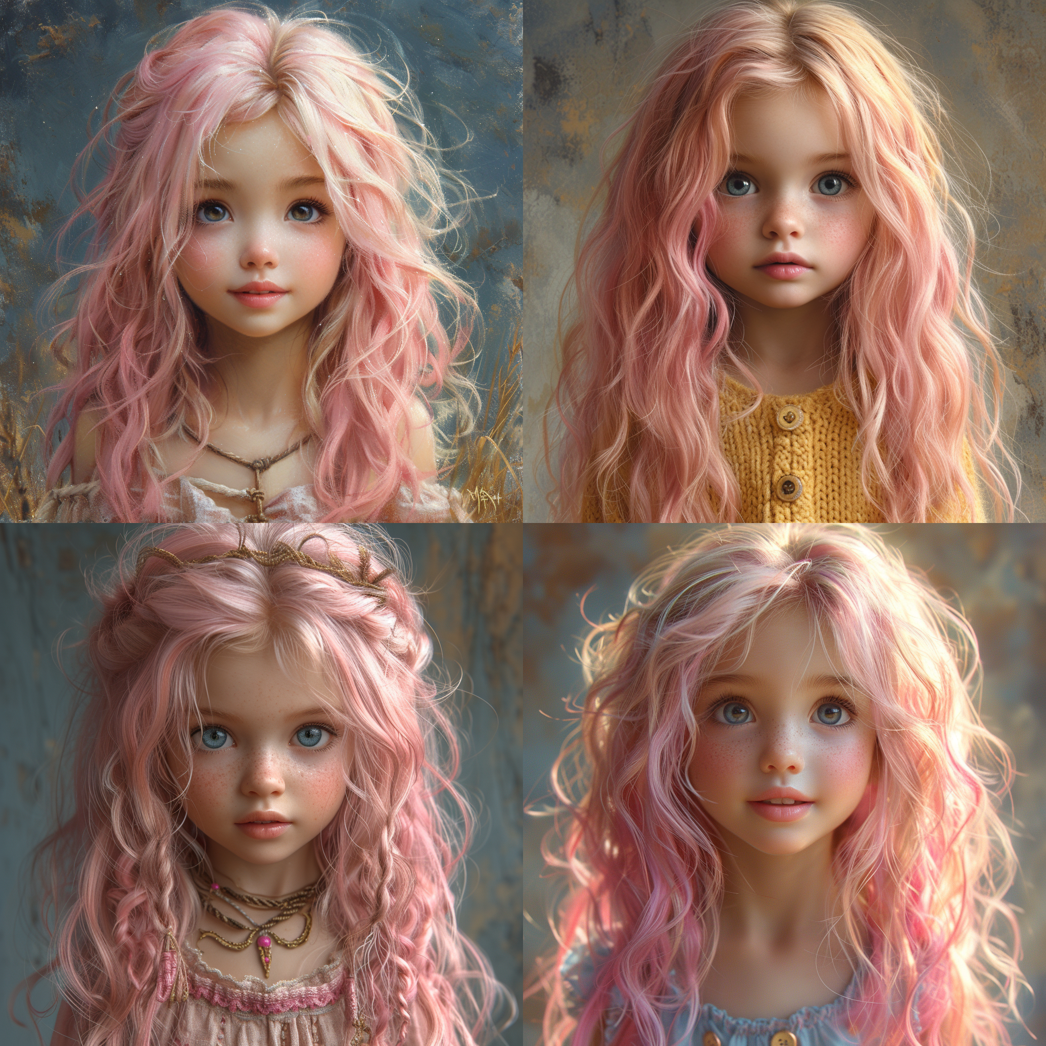 master piece, high quality, little cute girl, pink long hair