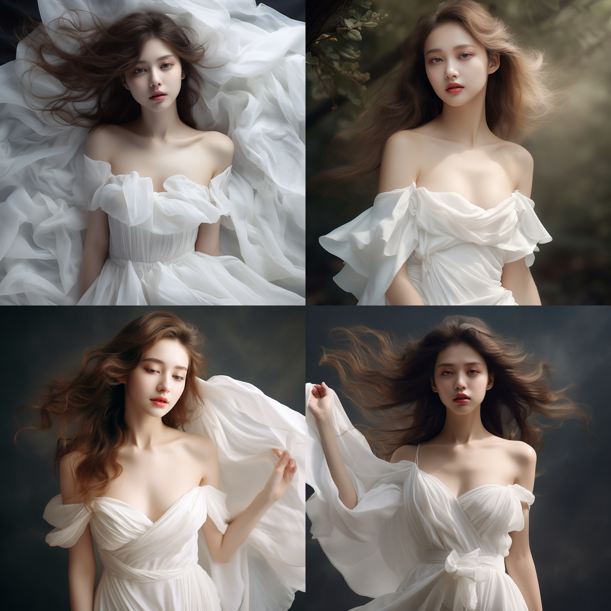 美女微笑，简约纯色背景，细腻皮肤，真实细节，精致构图，工作室灯光，白平衡，肖像摄影风格，长焦镜头，自然色彩，优雅，自信。