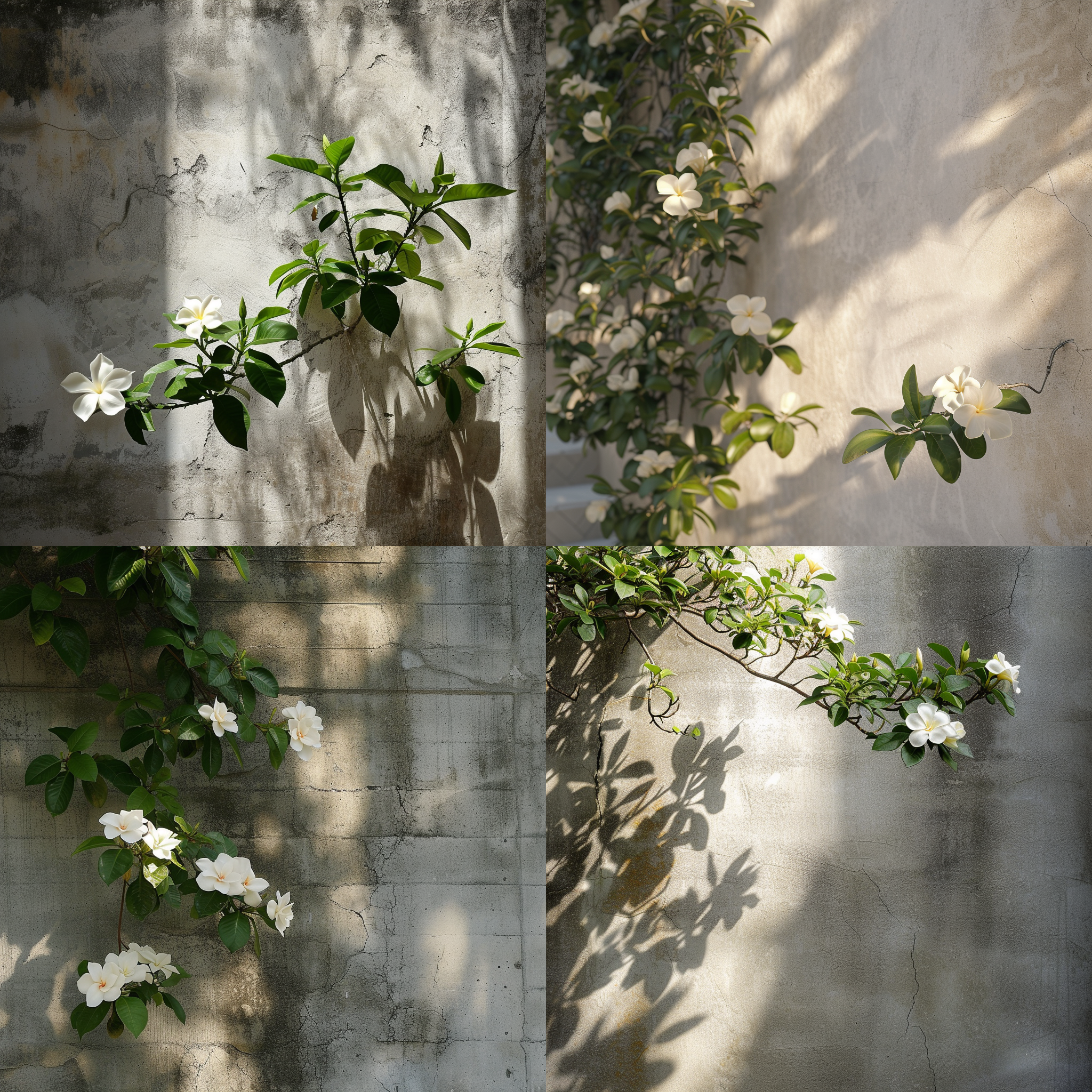 水泥墙，栀子花，v6，阳光