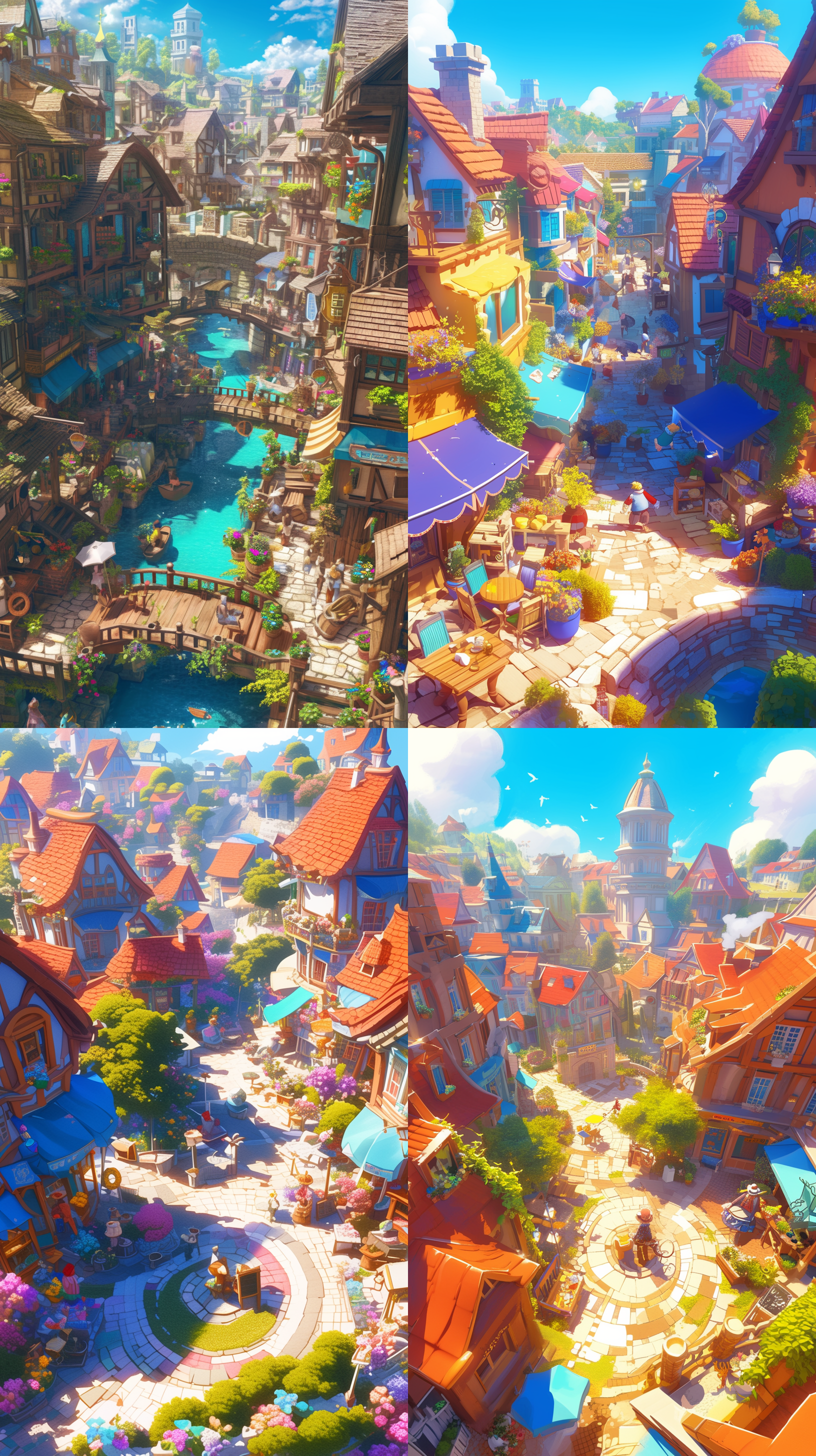 8k高清手机壁纸，3d童话街道。图片以俯视角度展示一条绚丽多彩的童话街道，街道两旁是欢快的小屋和精致的商店，街道上人来人往，热闹非凡。图像风格逼真，色彩鲜艳，细节丰富。整个画面充满了惊喜和幻想，给人一种快乐和梦幻的感觉。