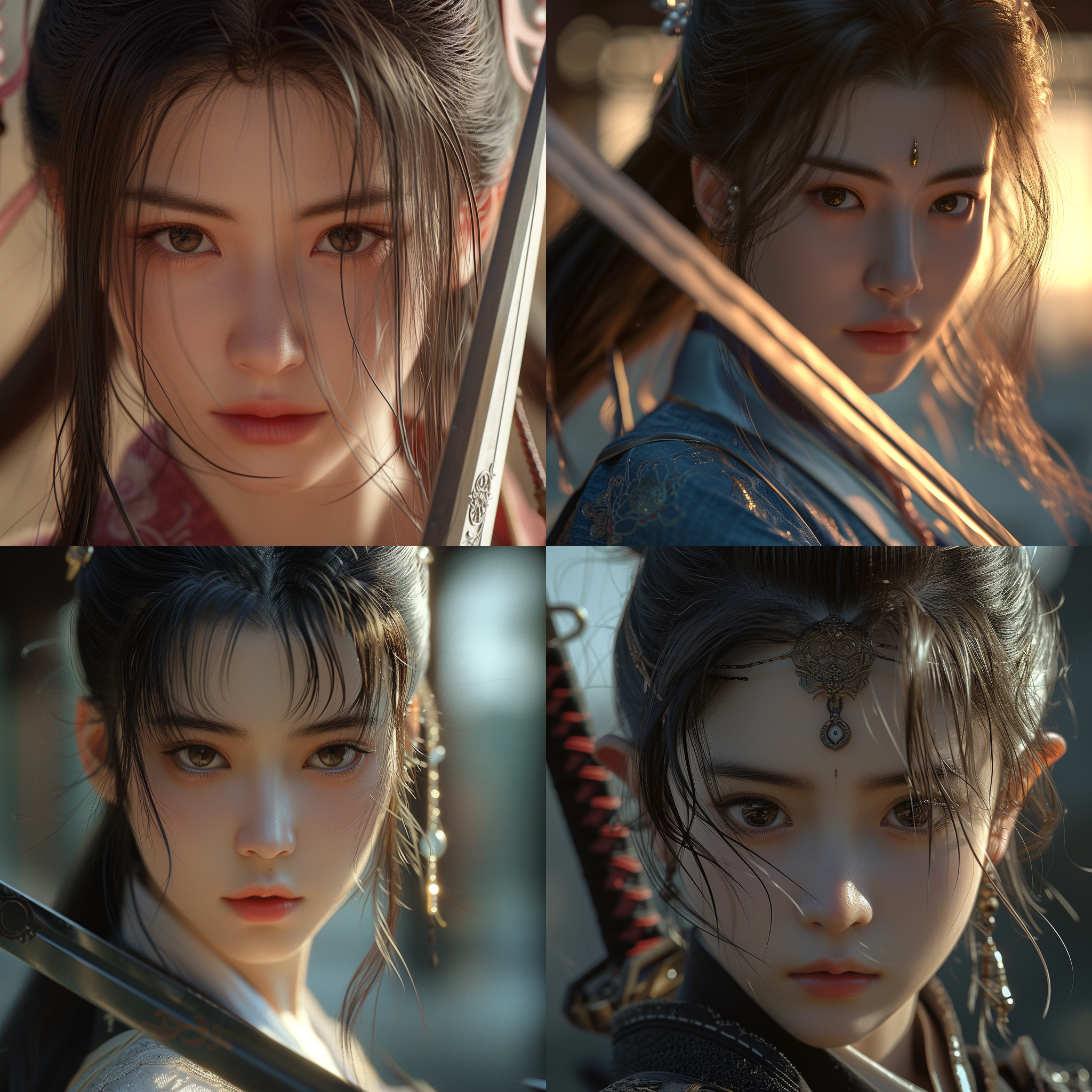 赵灵儿在仙侠学院广场练剑，面容美丽动人，气质古灵精怪。特写镜头，虚幻引擎和数字渲染，超级逼真效果。32k、uhd分辨率，莱卡镜头。明亮光线，仙侠风格服装，神秘华丽场景。人物特写，美丽面容，古灵精怪气质。特写，虚幻引擎，数字渲染，32k，uhd，莱卡镜头，明亮光线，仙侠风格，神秘华丽。