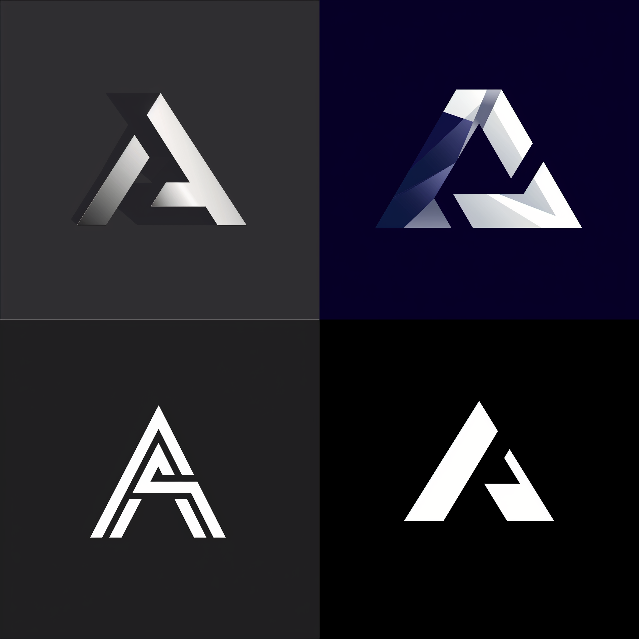 字母a的标志，字母标识，排版设计，简洁向量图形，保罗·兰德风格，单色调，抽象几何形状，优雅，现代，专业。