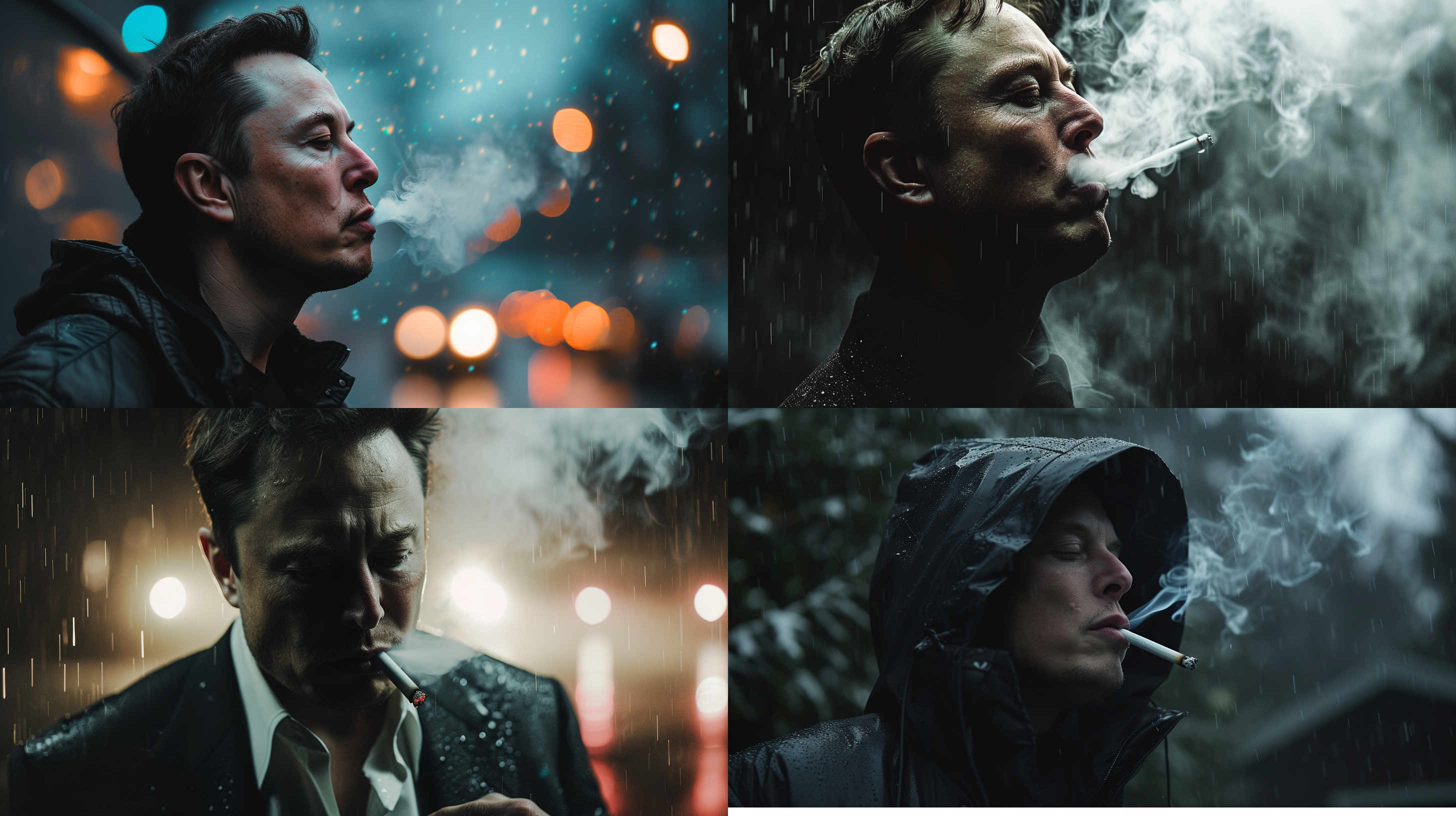 生成雨中抽烟的马斯克