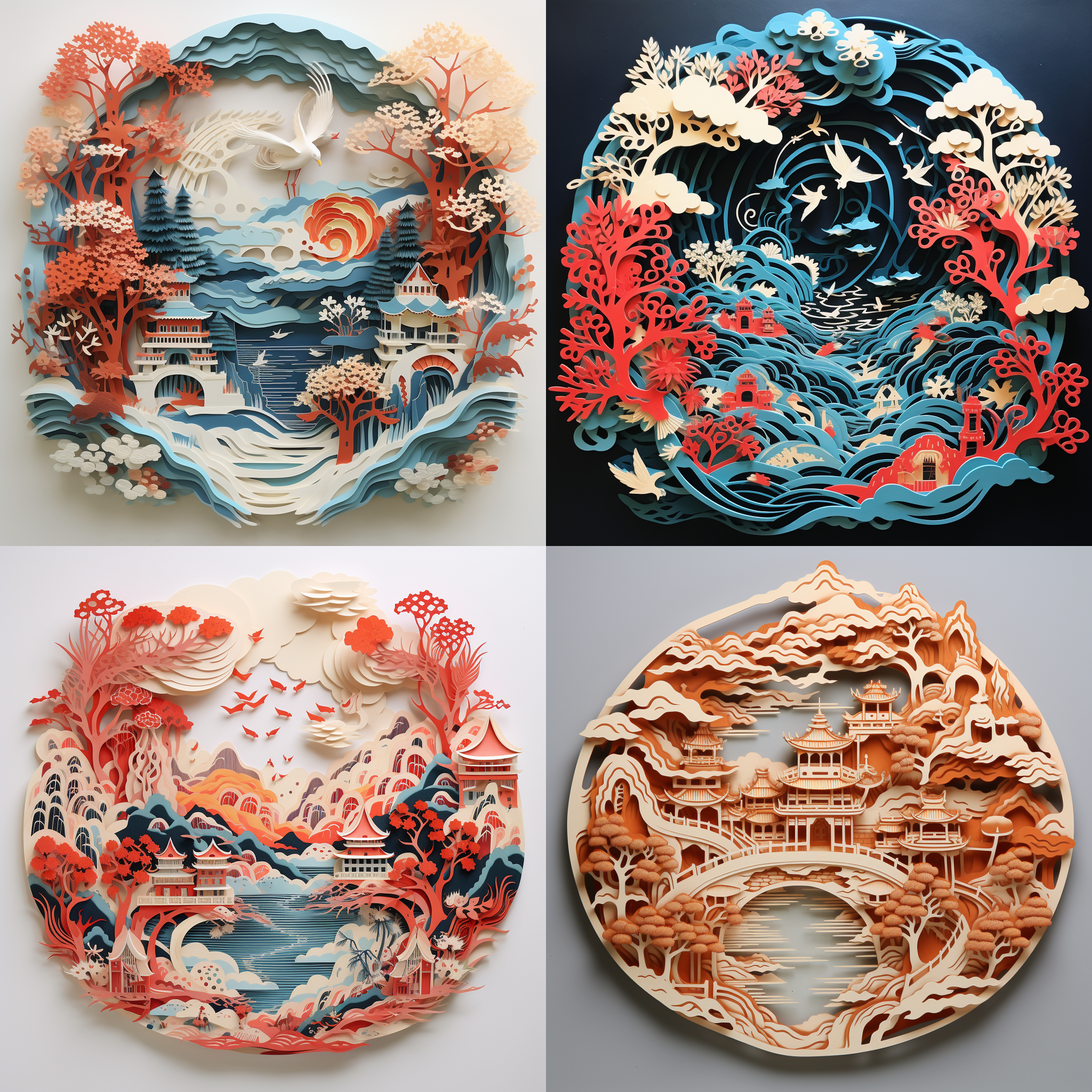 金龙正面 手绘 剪纸风