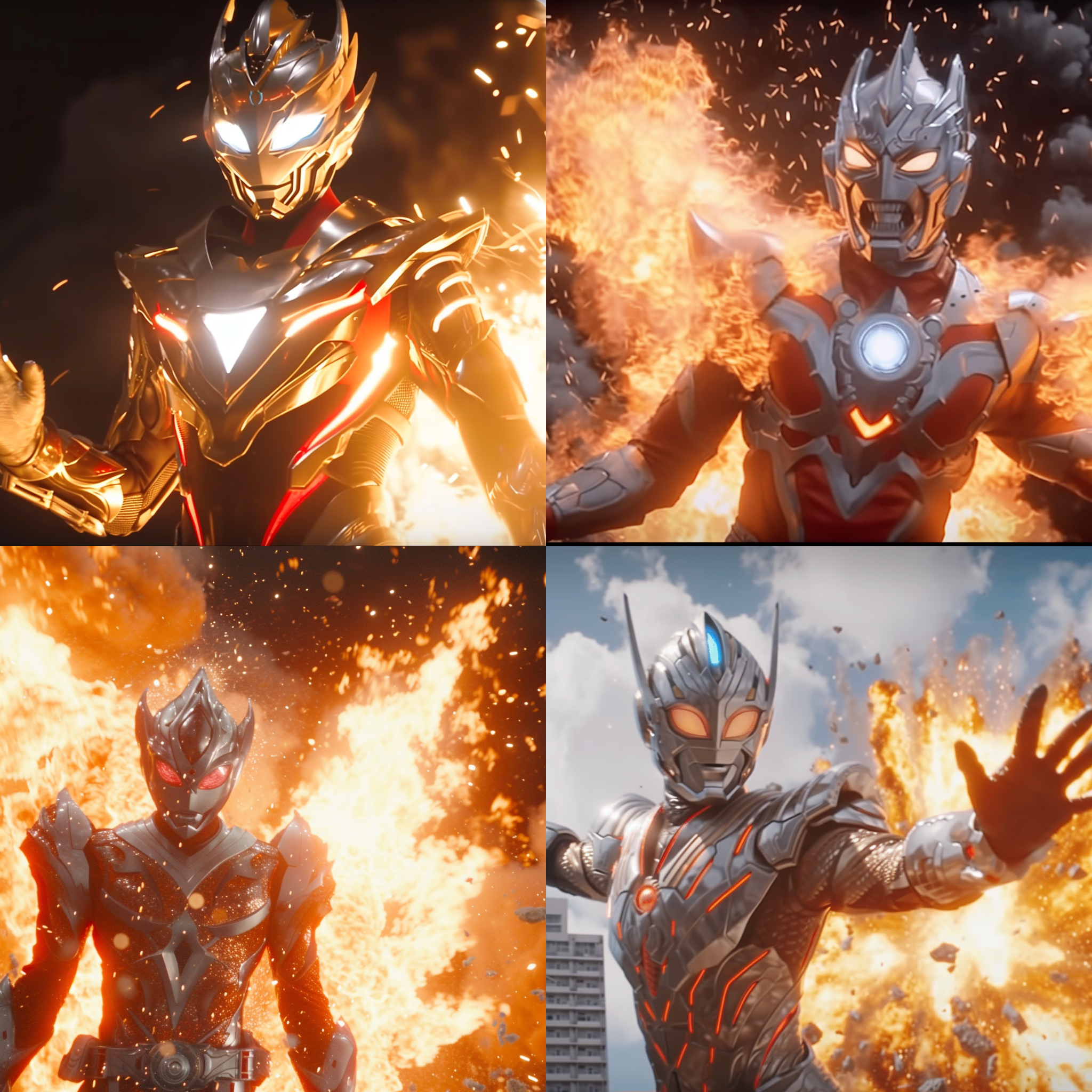 奥特曼大战孙悟空 超时空 爆炸场面 炫酷