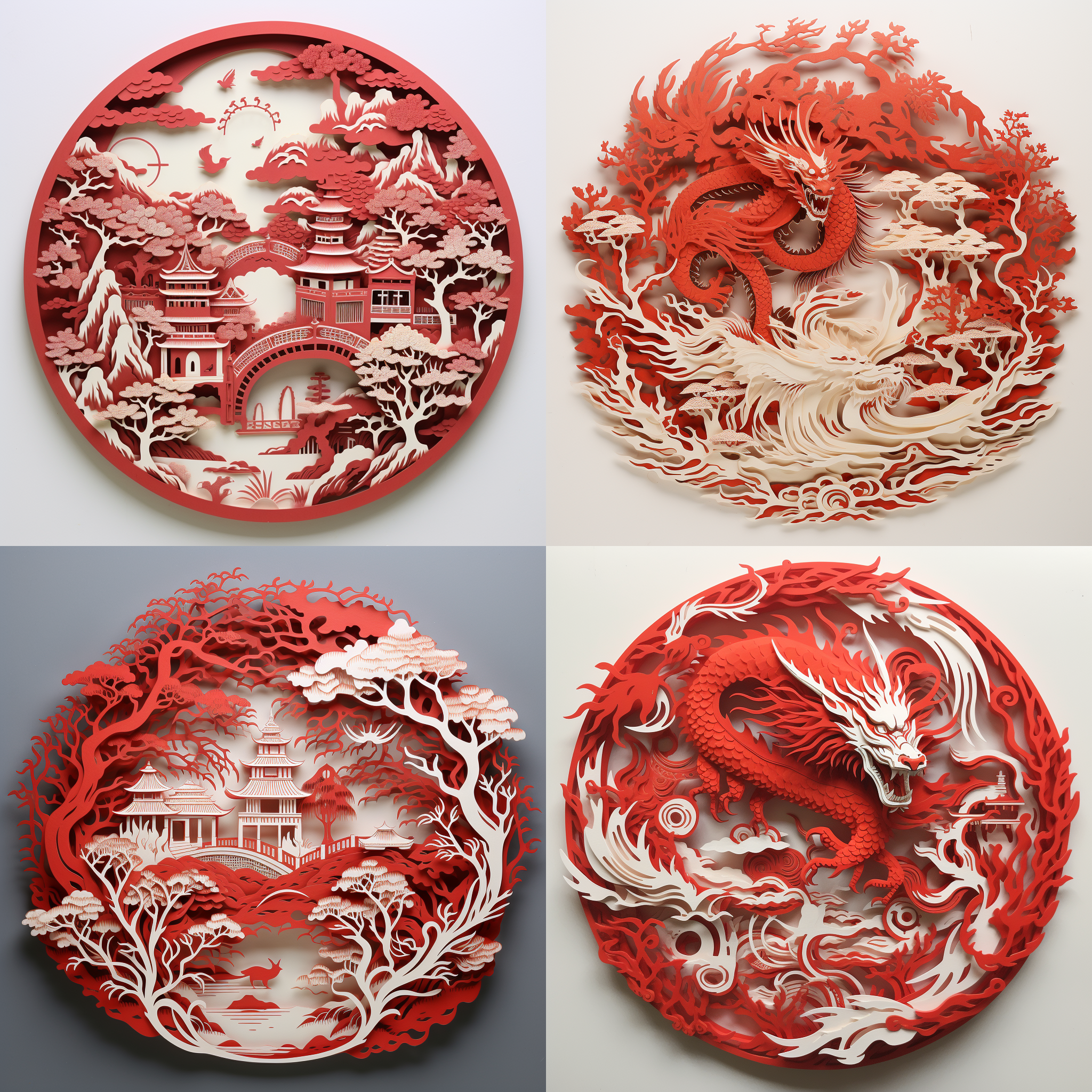 金龙正面 剪纸风