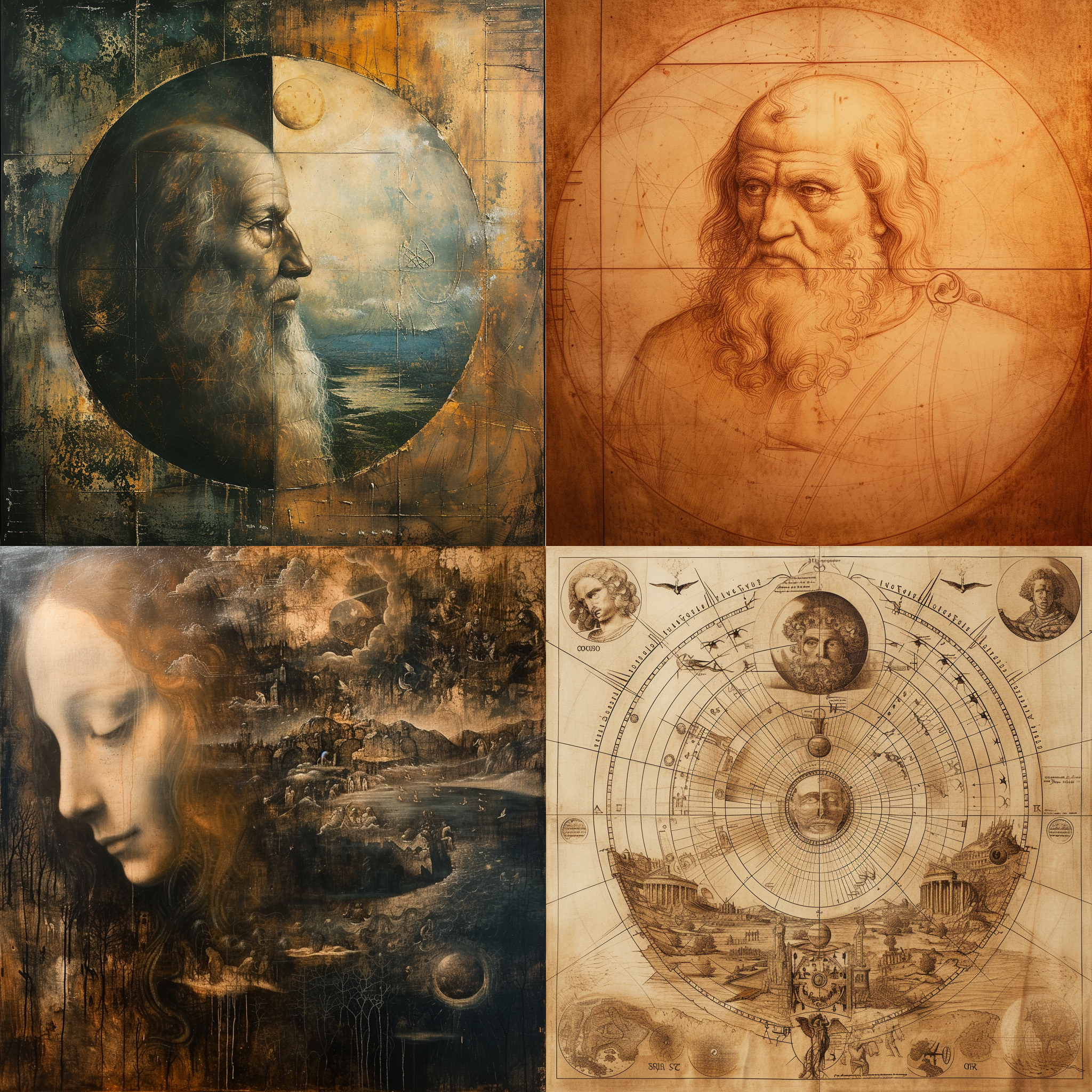 prompt. 达·芬奇的多重天才，画中世界，逼真风景，细腻绘画，光影效果，科学与艺术，光线研究，沉浸体验。